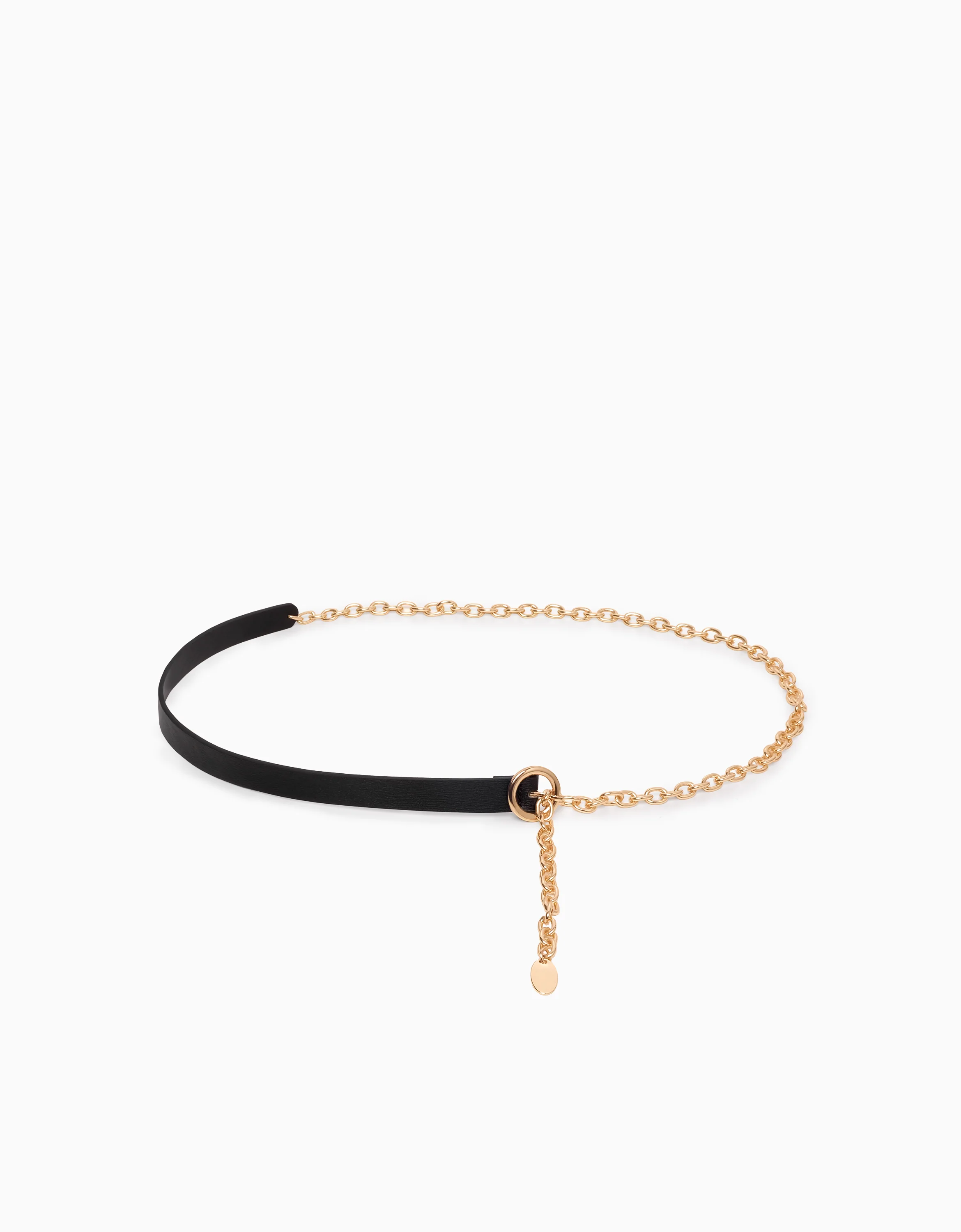 Round Buckle Metal Chain Leather Belt - Image 4