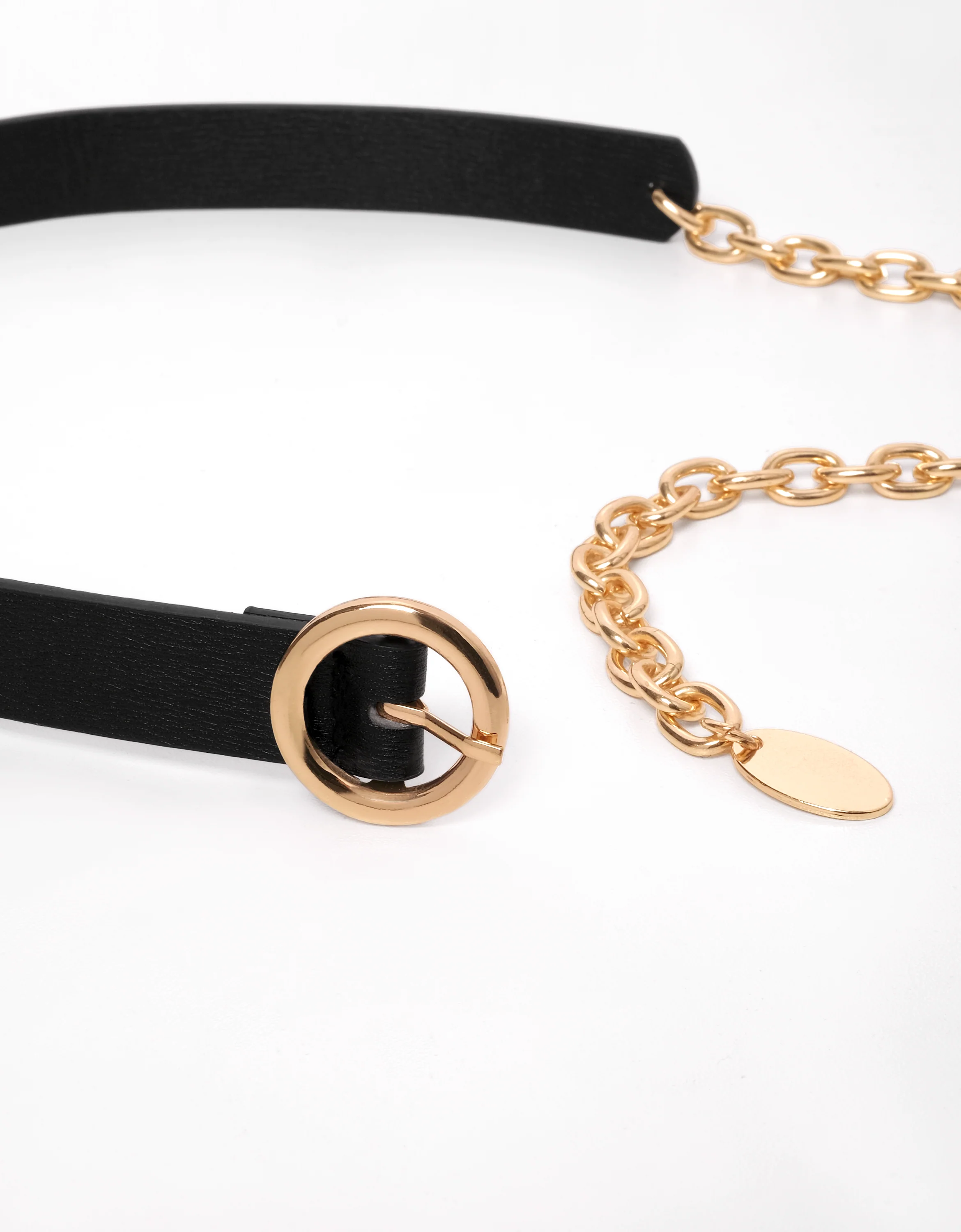 Round Buckle Metal Chain Leather Belt - Image 5