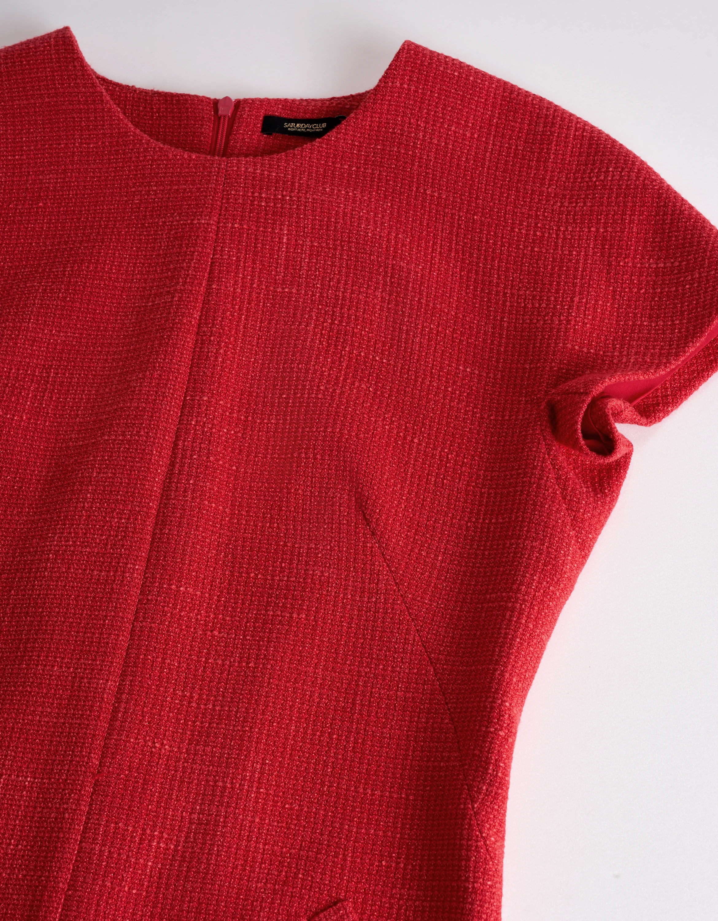 Round Neck Short Sleeve Tweed Dress - Image 5