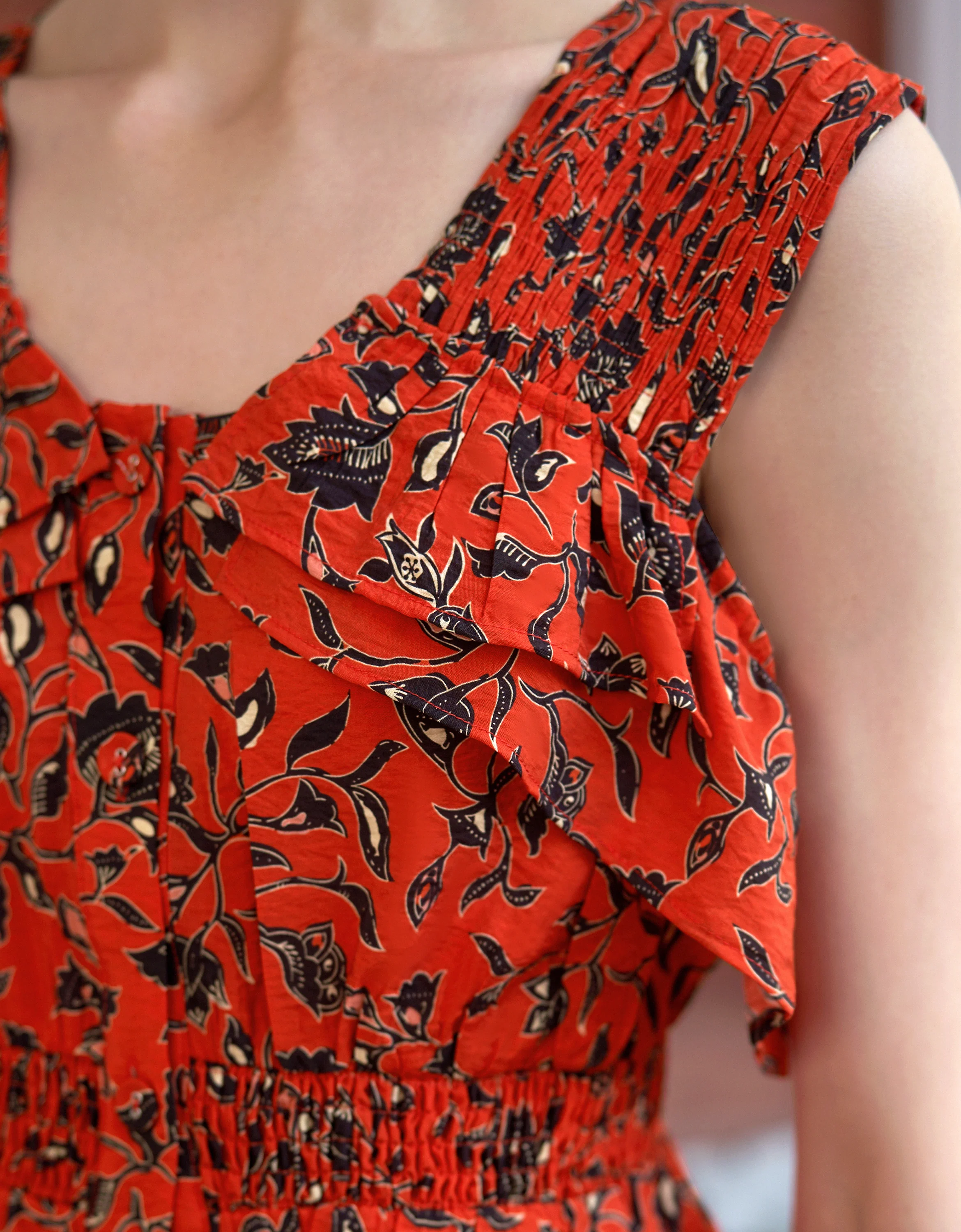 Ruffled Detail Elastic Waist Printed Top - Image 4
