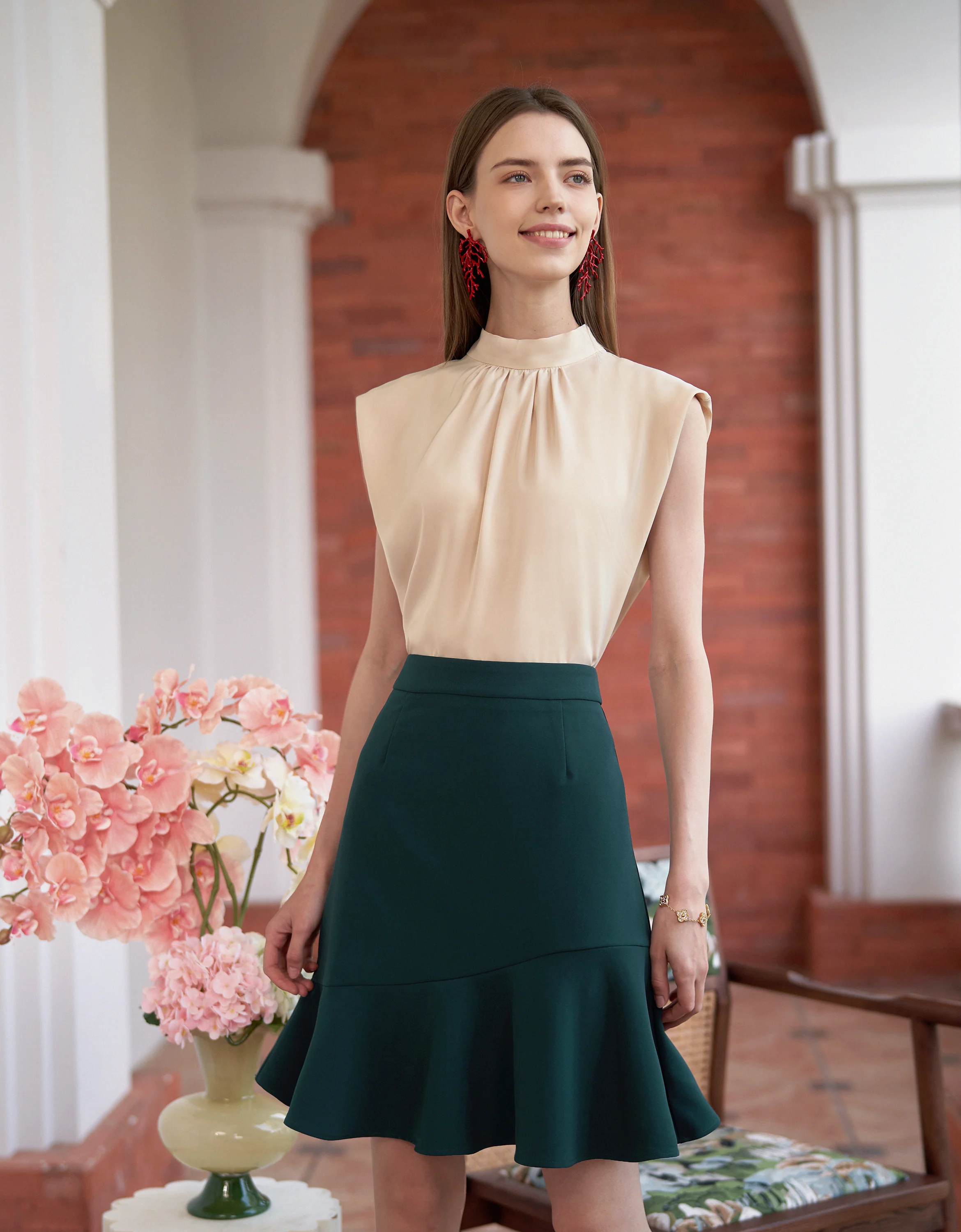 Ruffled Hem A-line Skirt