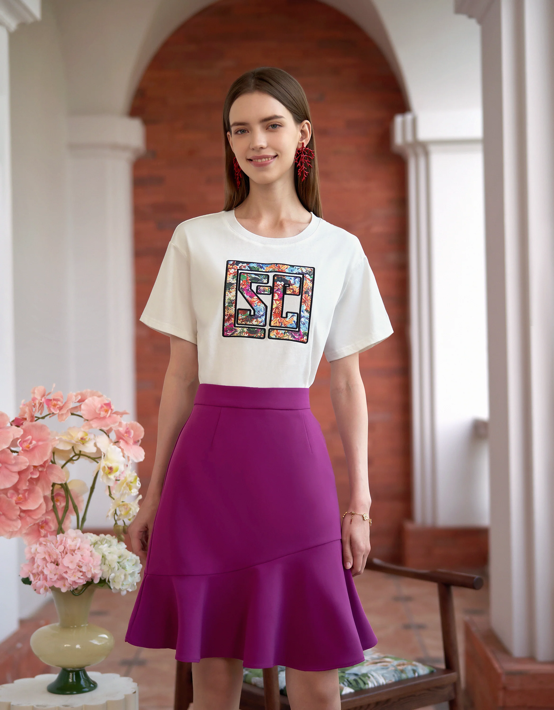Ruffled Hem A-line Skirt - Image 10