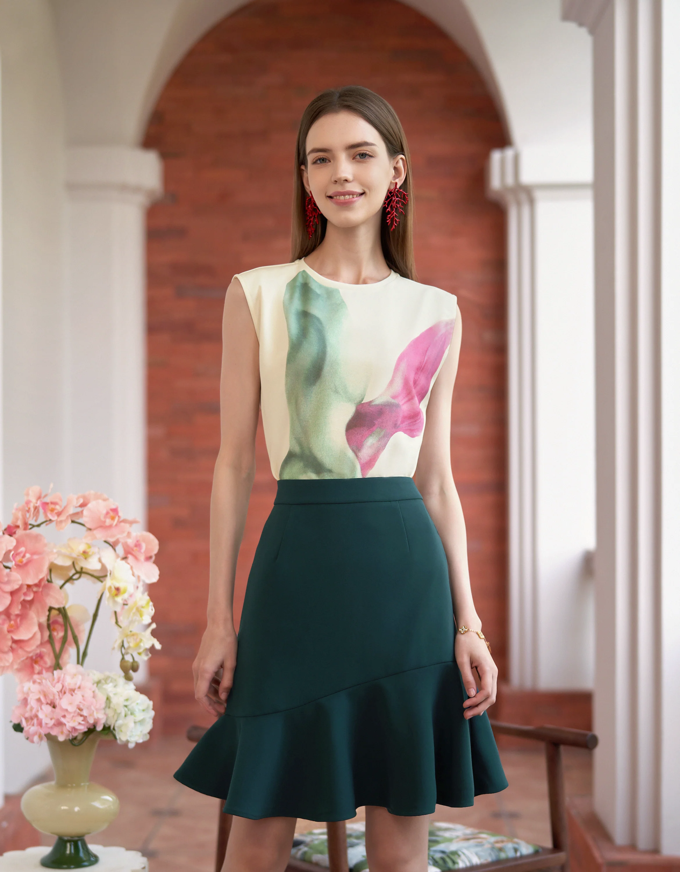 Ruffled Hem A-line Skirt - Image 3
