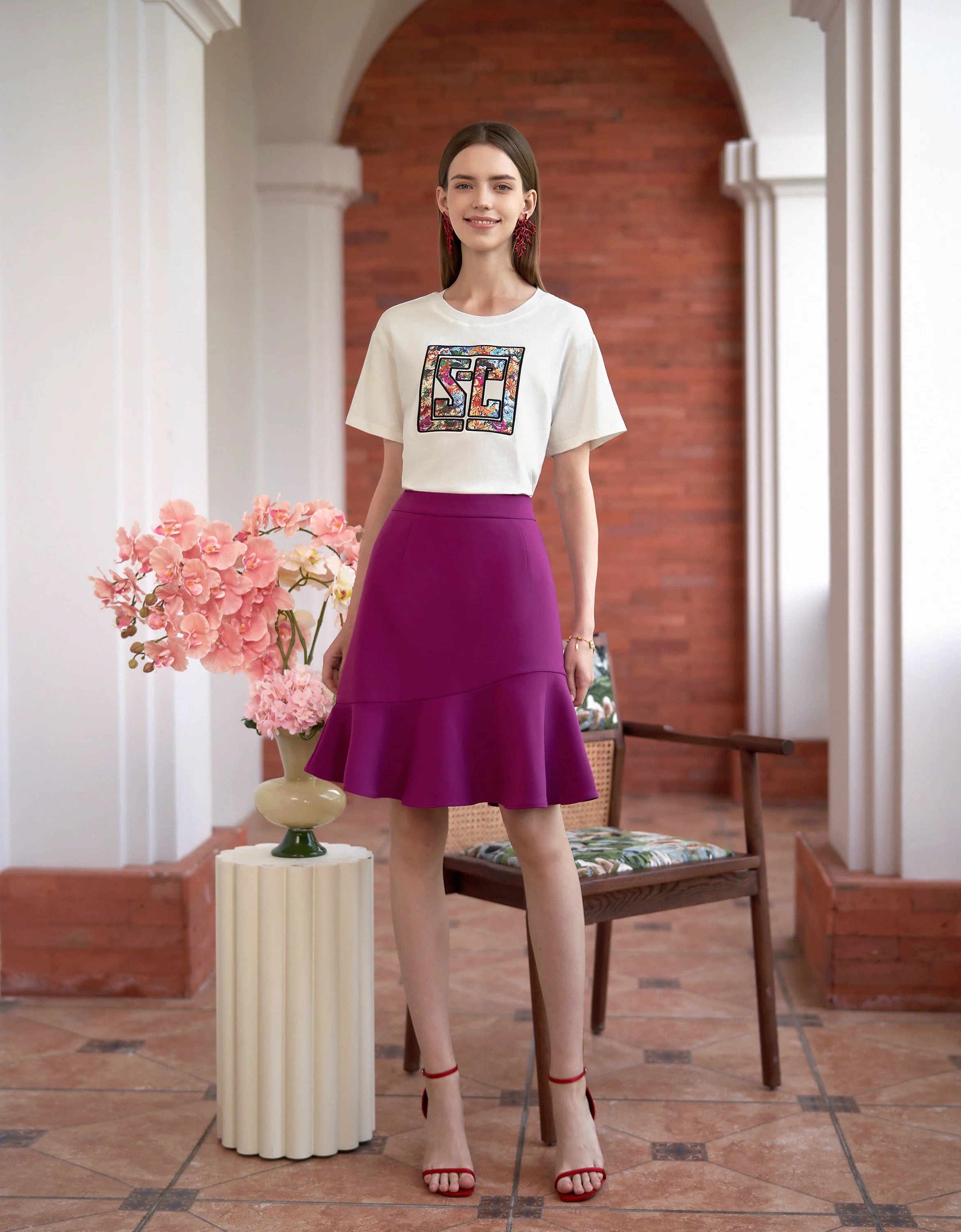 Ruffled Hem A-line Skirt - Image 9