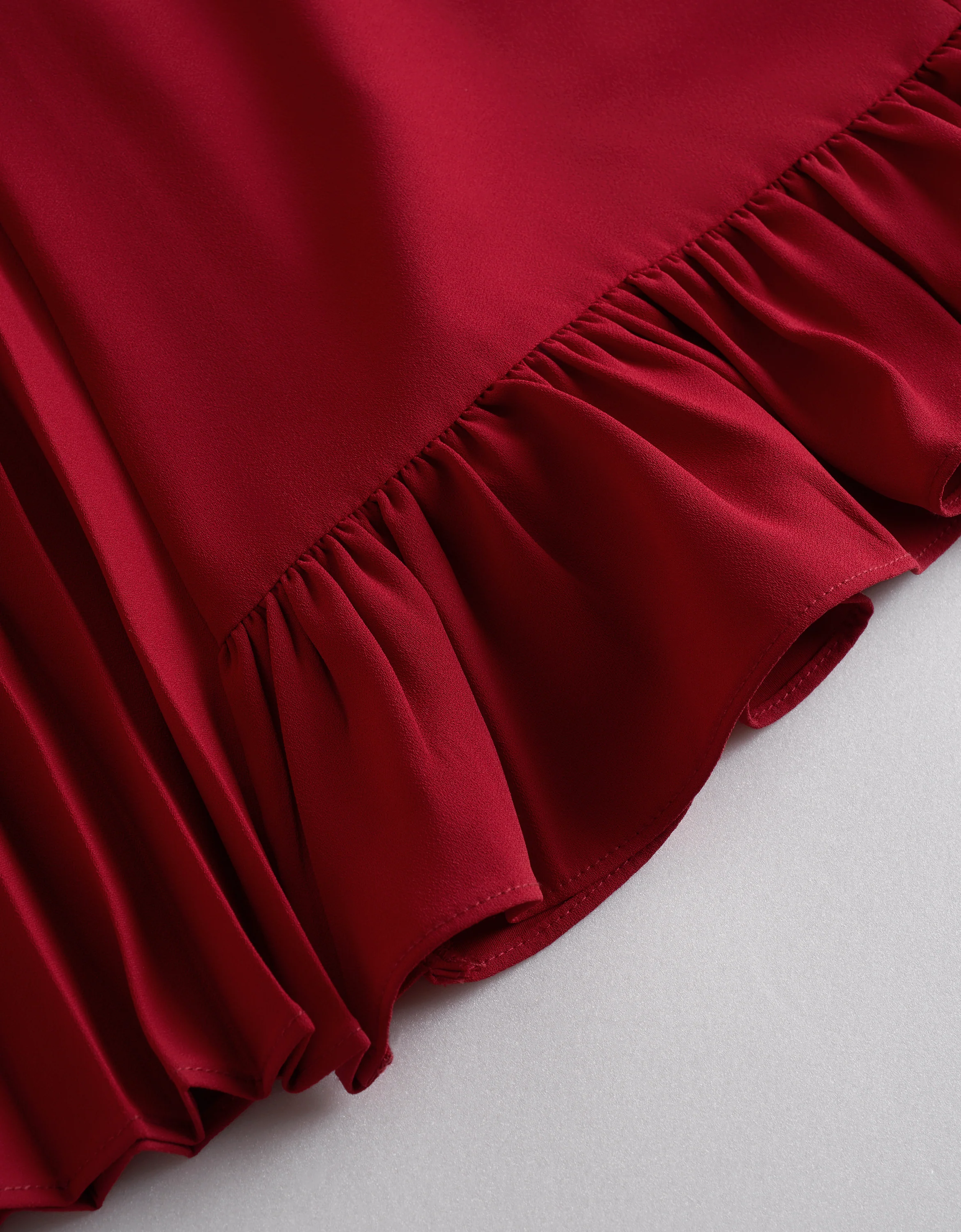 Ruffled Hem Round Neck Short Sleeve Dress - Image 6