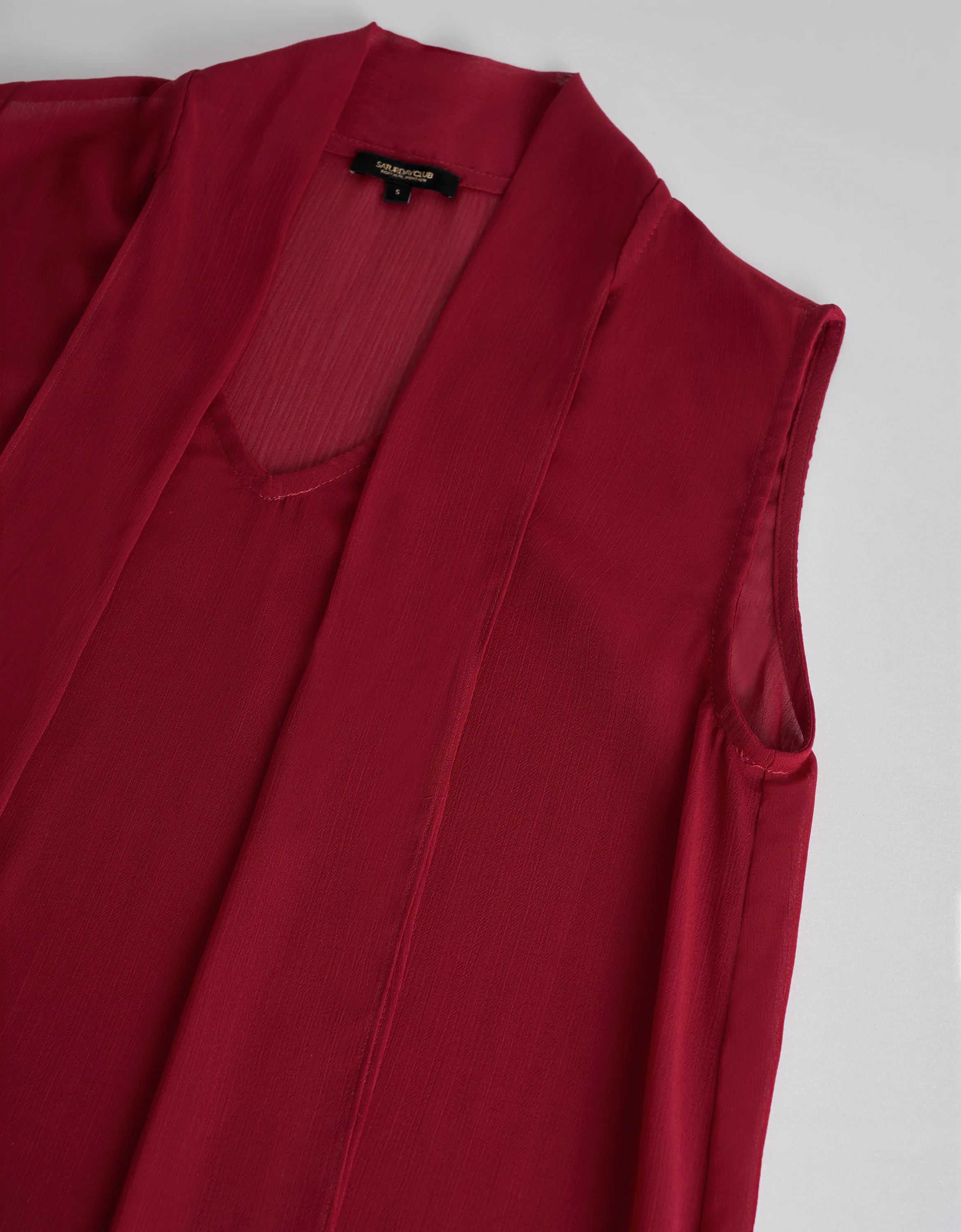Scarf Collar V-neck Chiffon Dress - Image 15