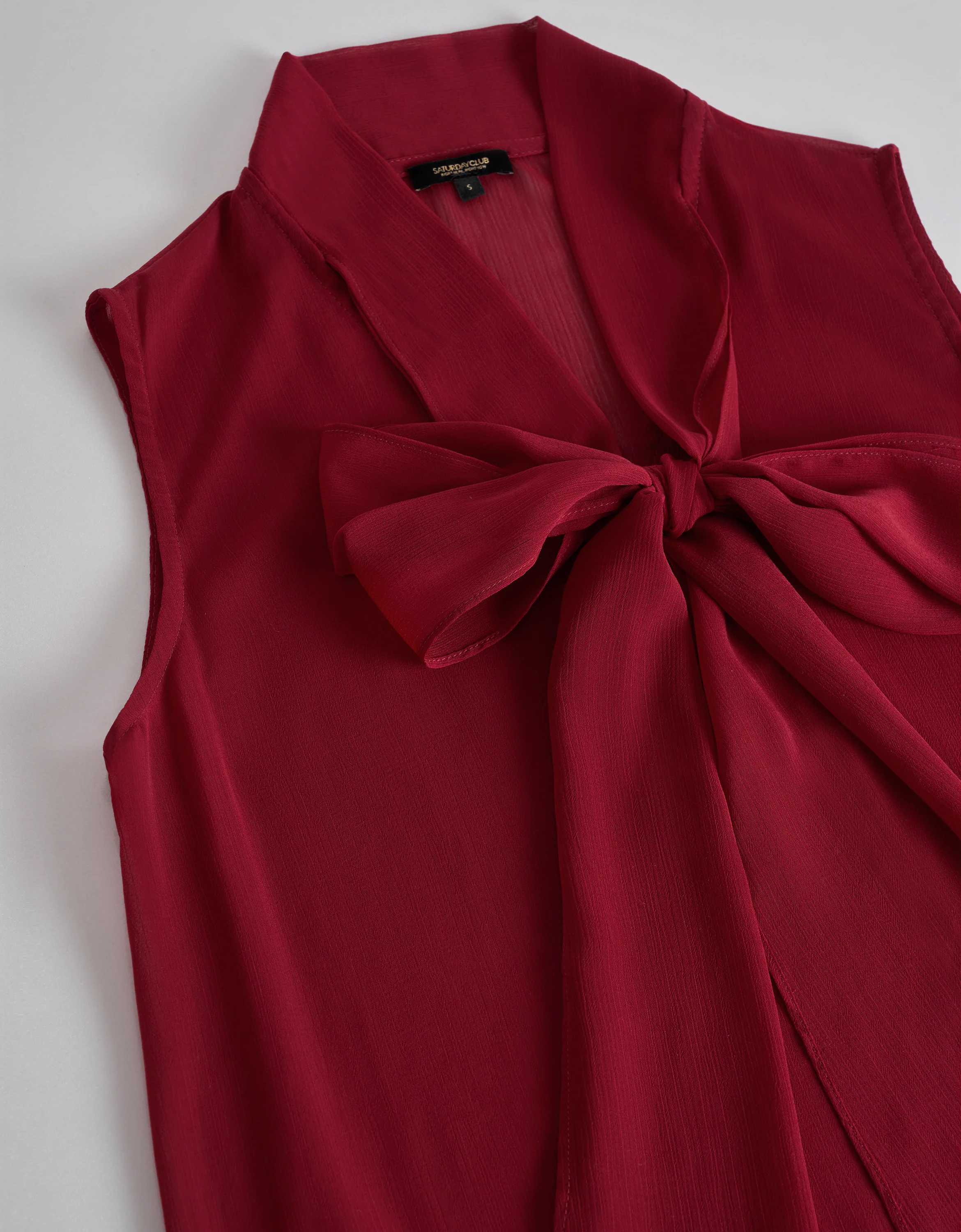 Scarf Collar V-neck Chiffon Dress - Image 16