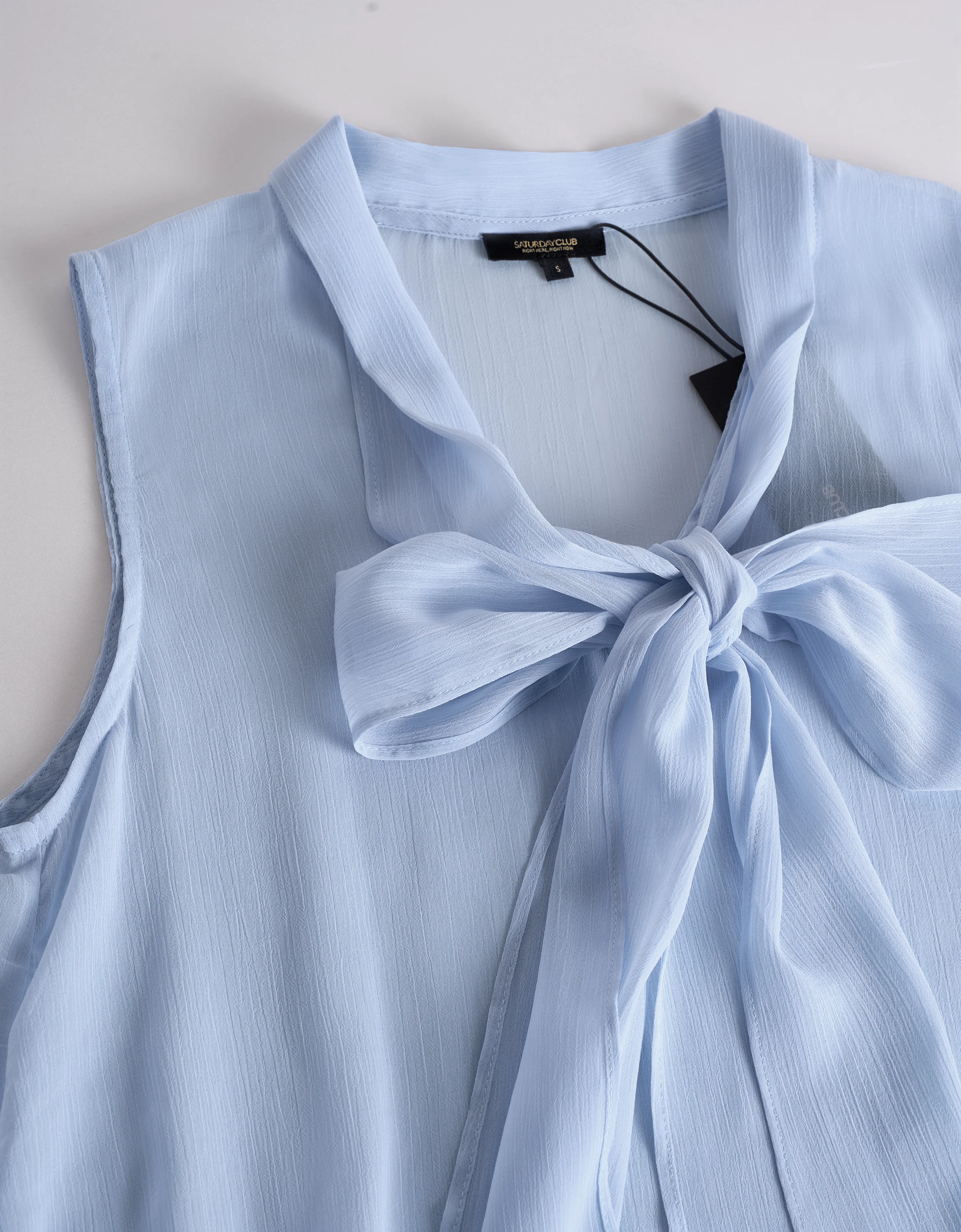 Scarf Collar V-neck Chiffon Dress - Image 6