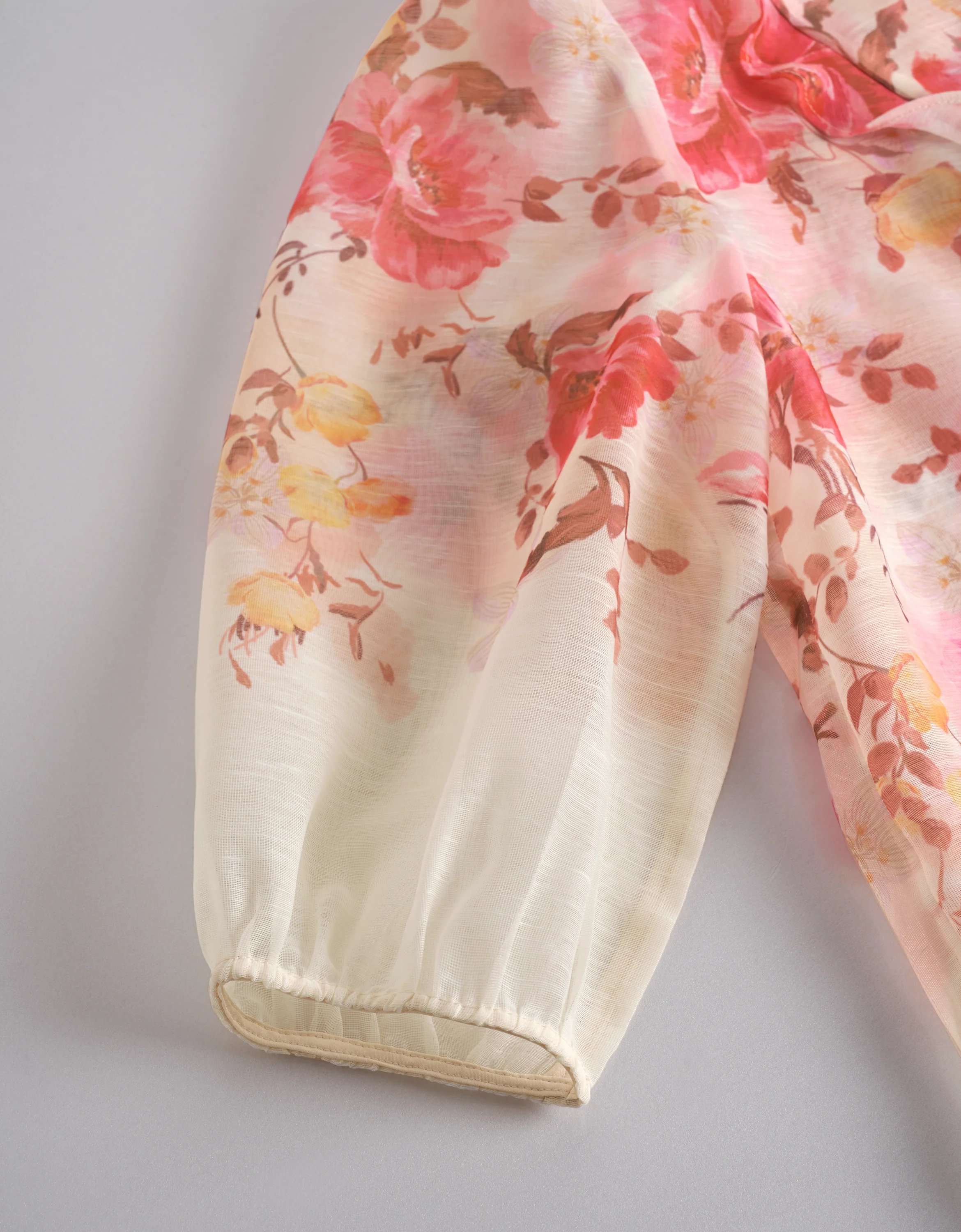 Semi-sheer Lace Trim Floral Shirt - Image 22