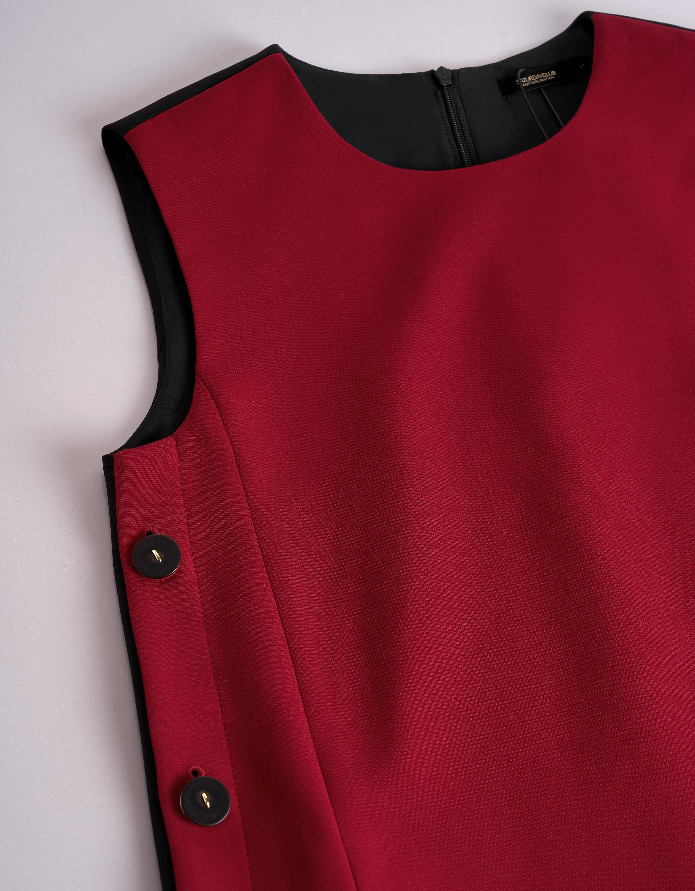 Side Buttons Colorblock Sleeveless Dress - Image 4