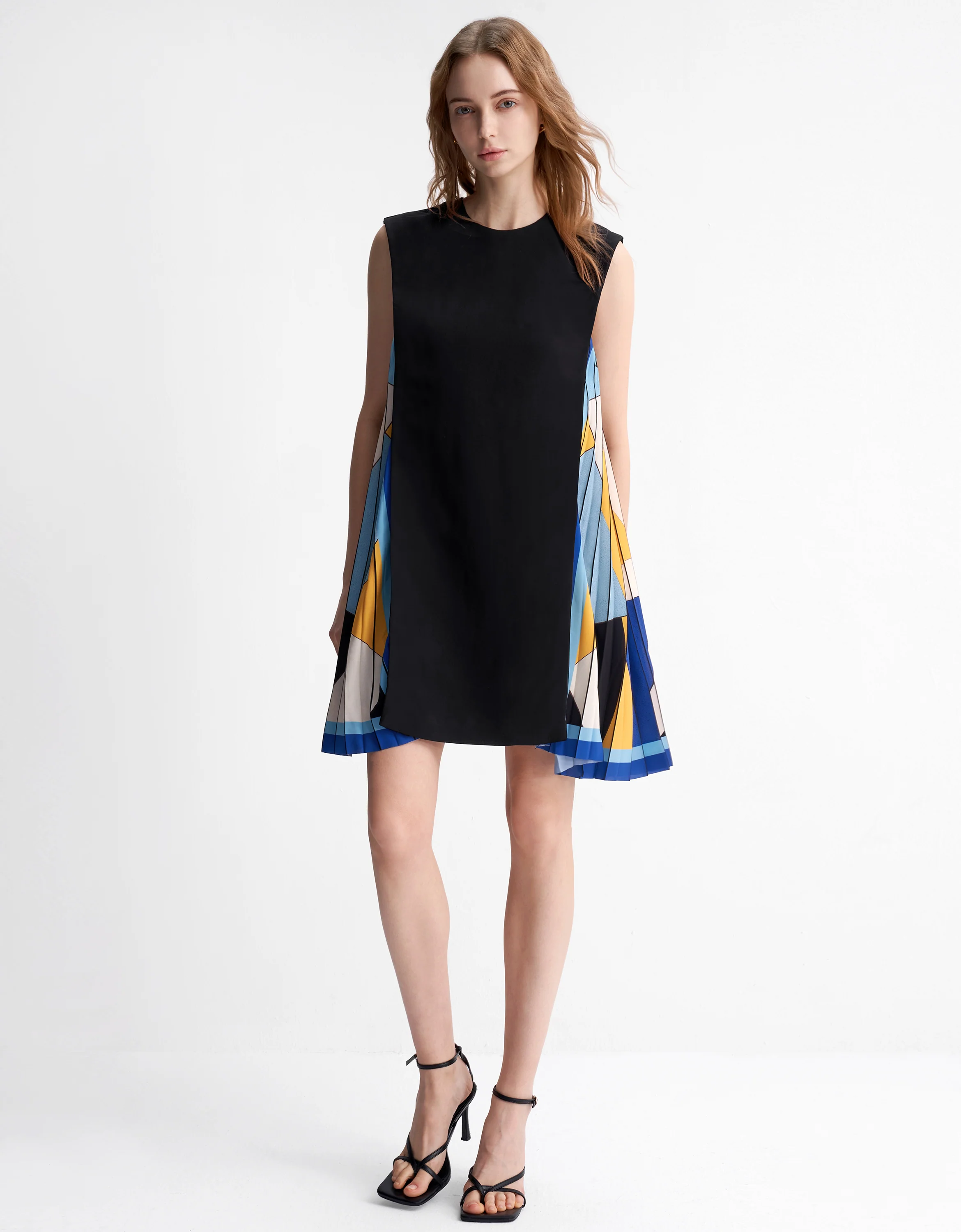 Side Printed Pleated Shift Dress - Image 23