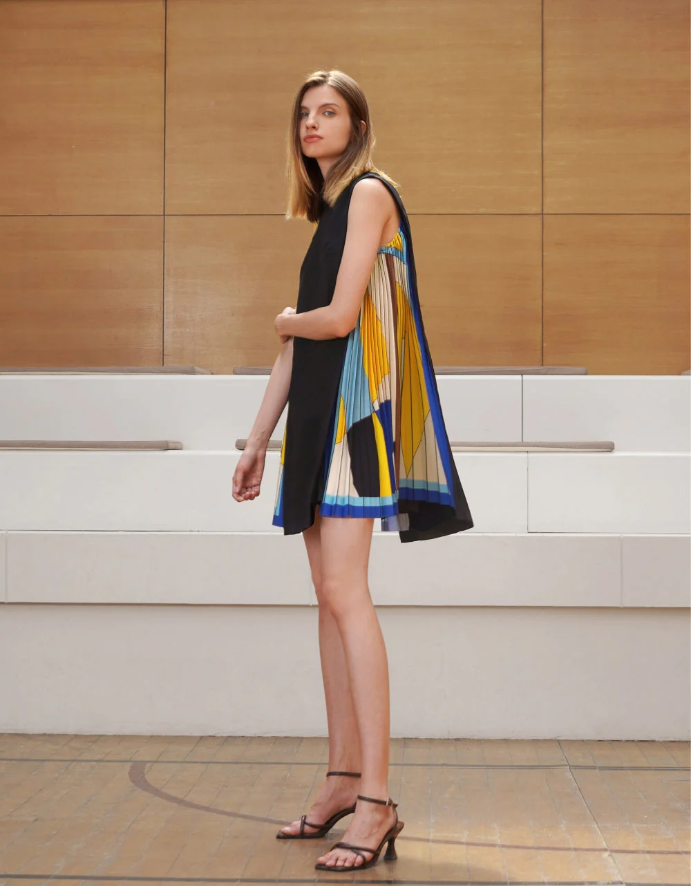 Side Printed Pleated Shift Dress - Image 28