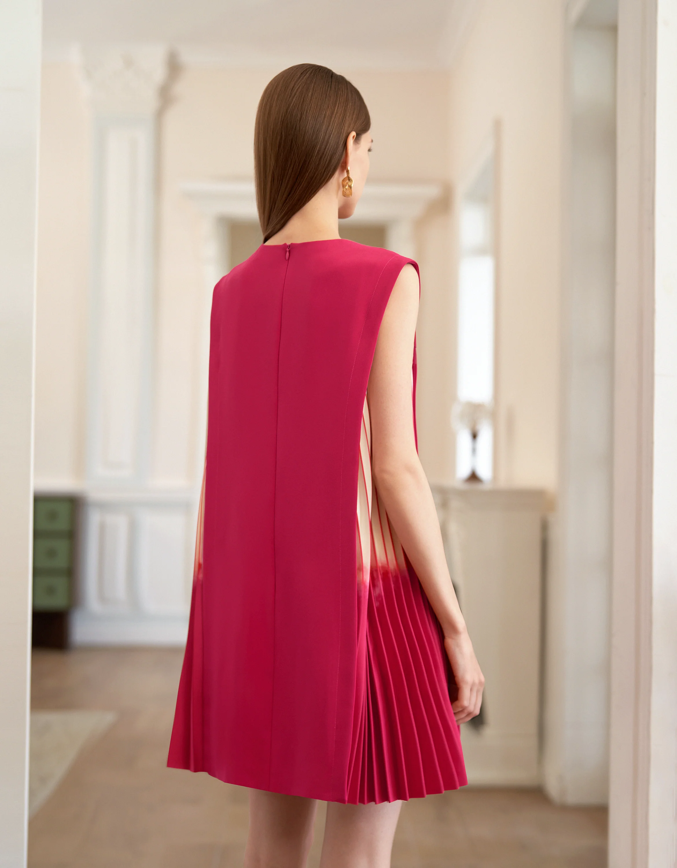 Side Printed Pleated Shift Dress - Image 3