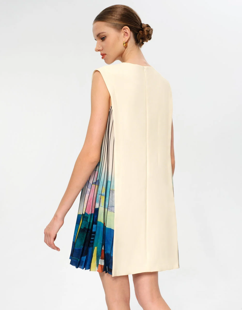 Side Printed Pleated Shift Dress - Image 43