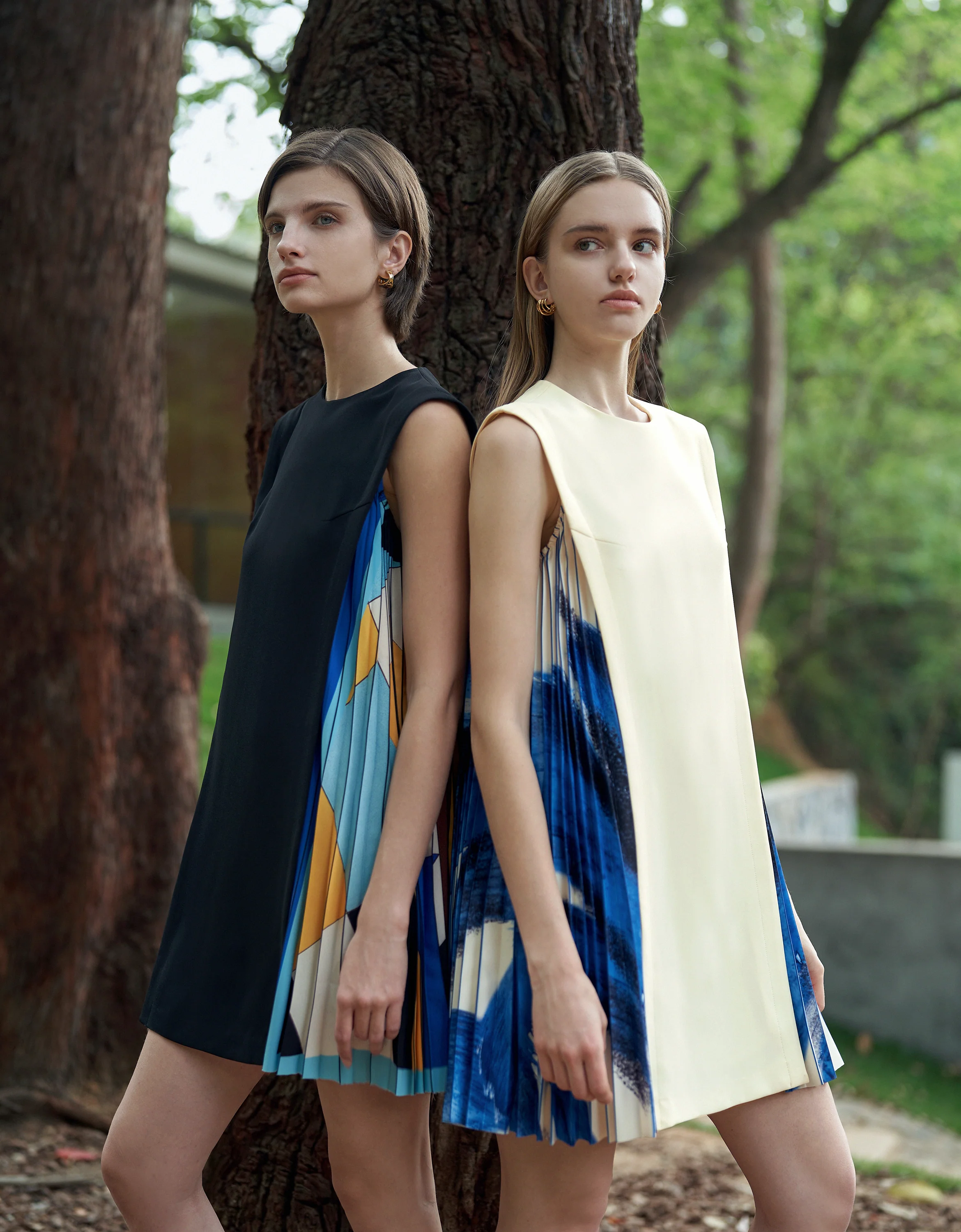 Side Printed Pleated Shift Dress - Image 52
