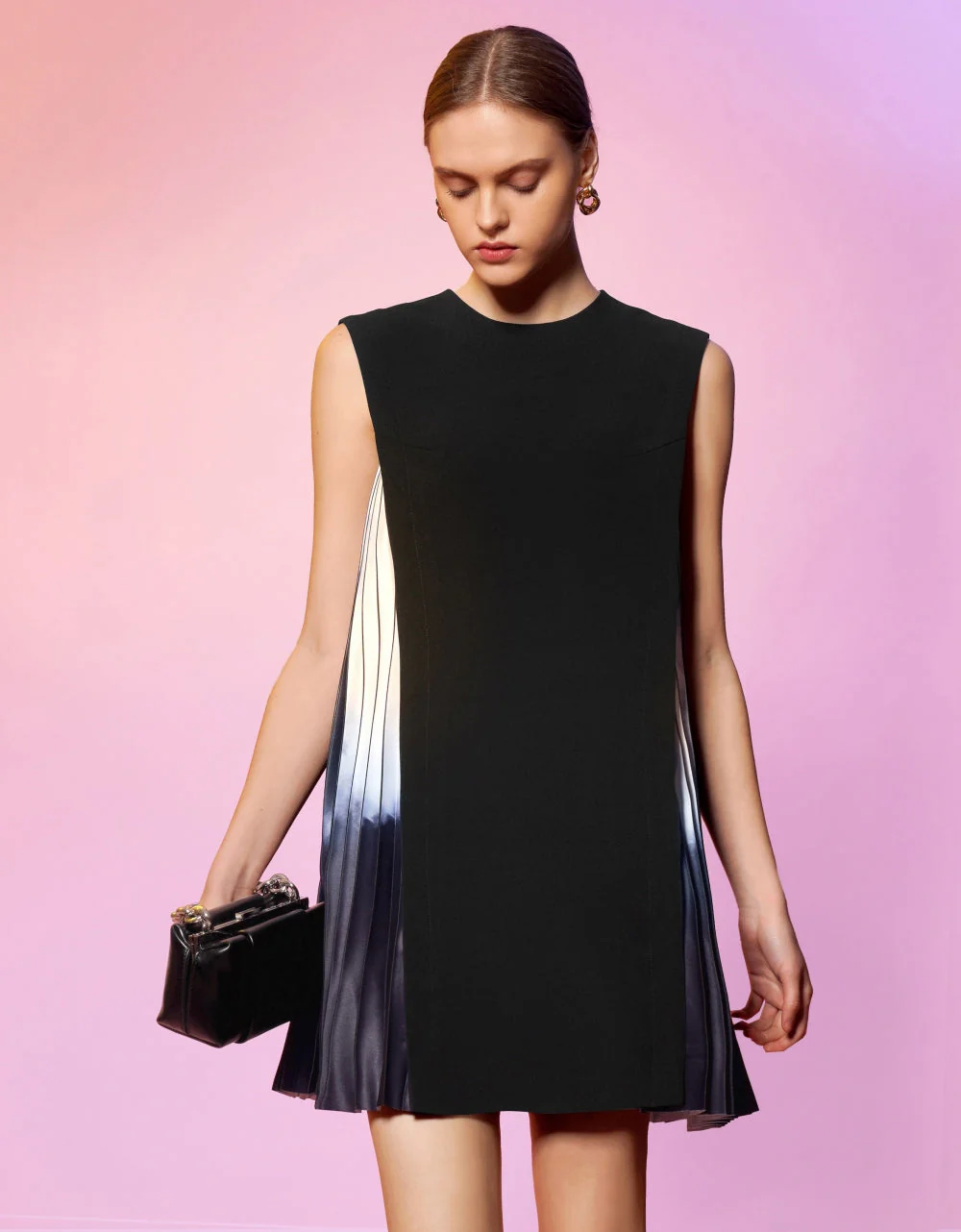 Side Printed Pleated Shift Dress - Image 72