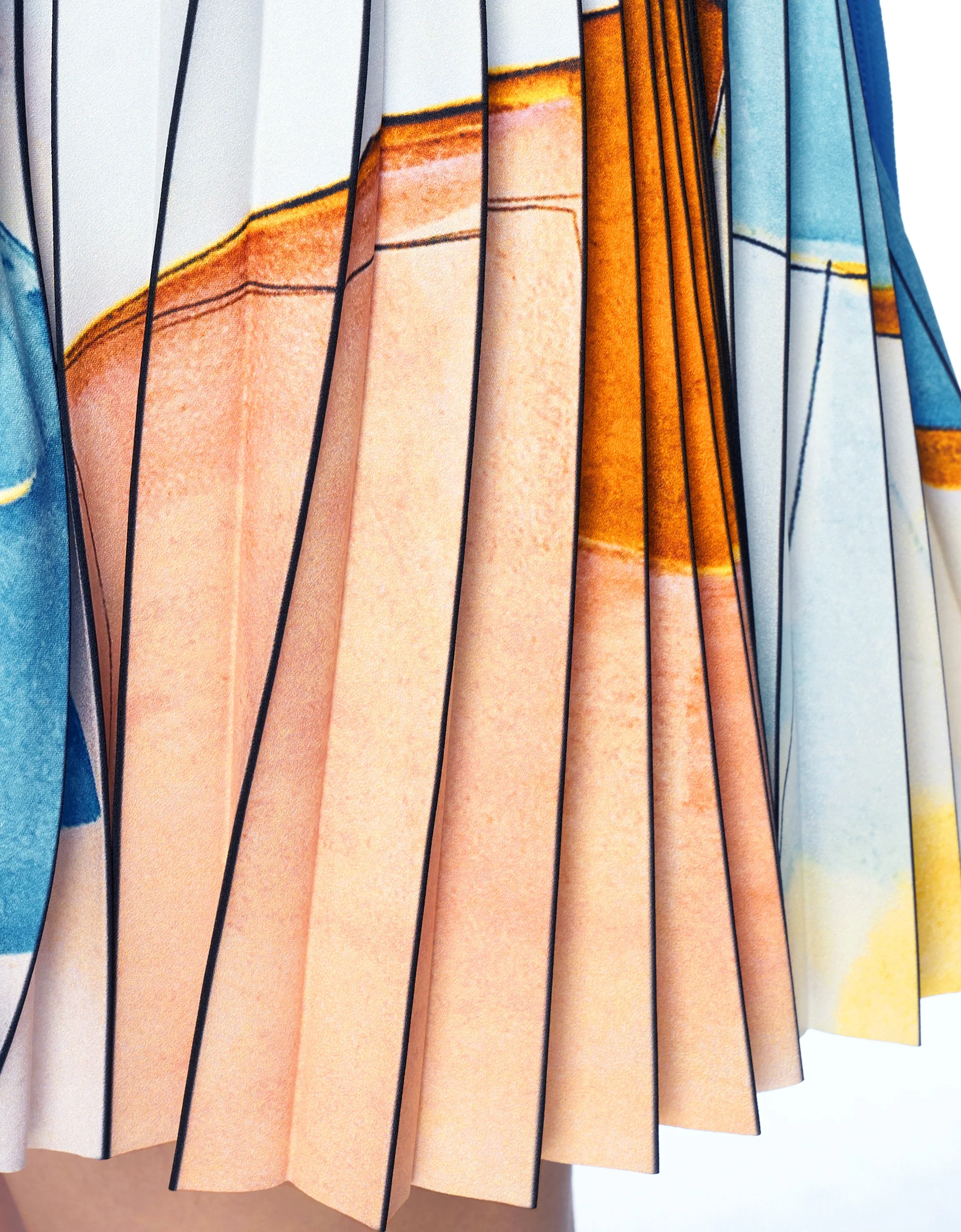 Side Printed Pleated Shift Dress - Image 94
