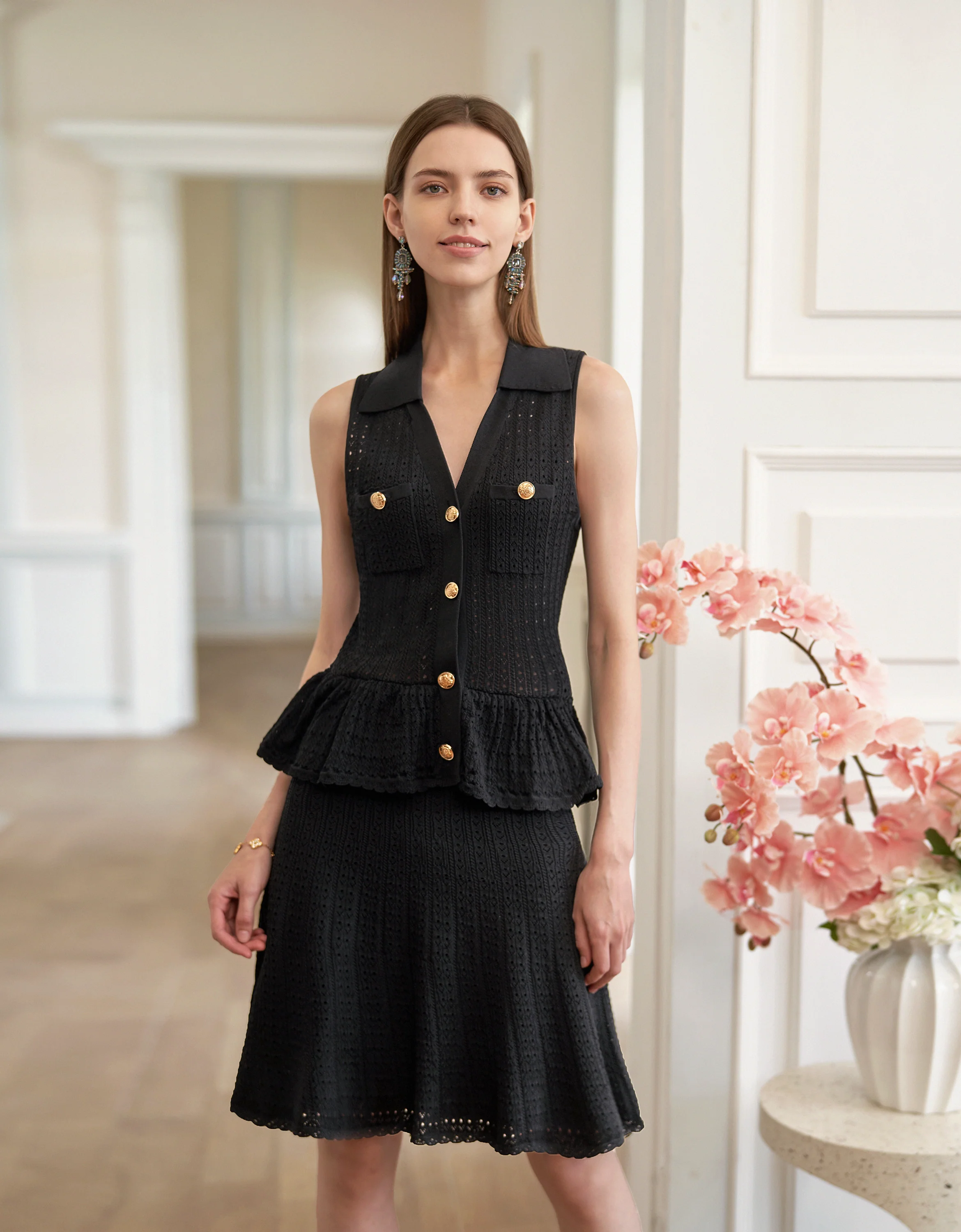 Sleeveless Cutwork Knit Dress