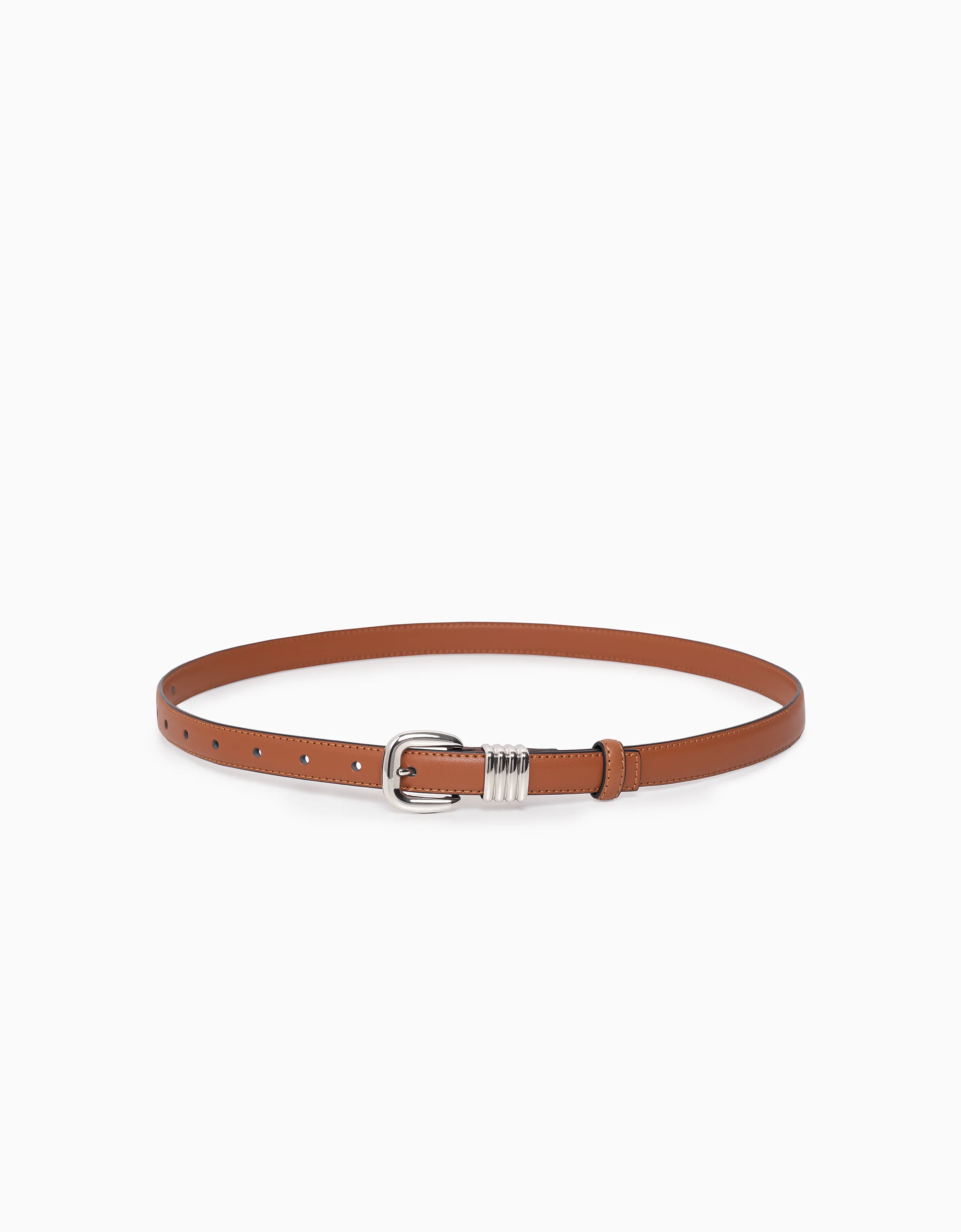 Square Buckle Thin Leather Belt - Image 4