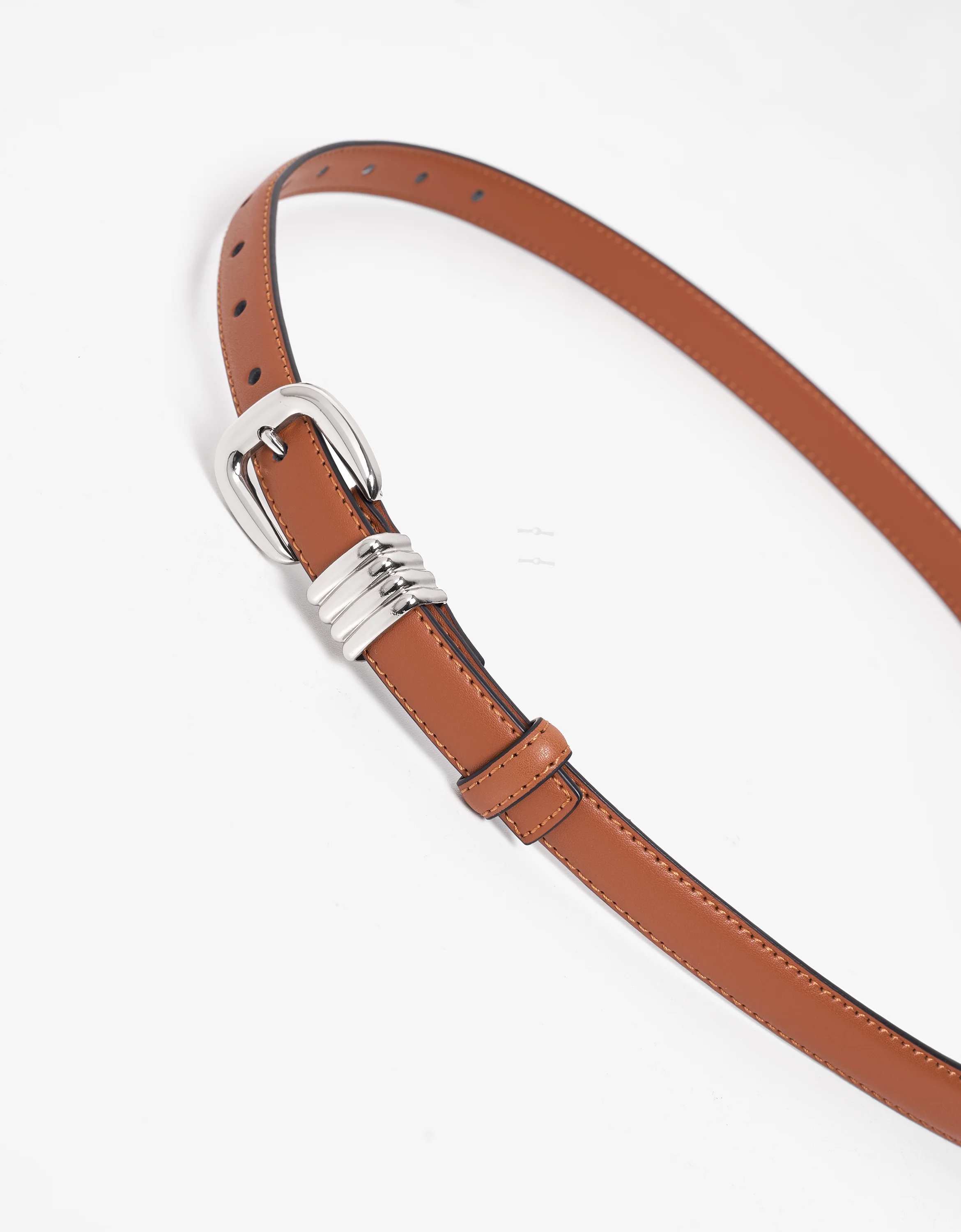 Square Buckle Thin Leather Belt - Image 5