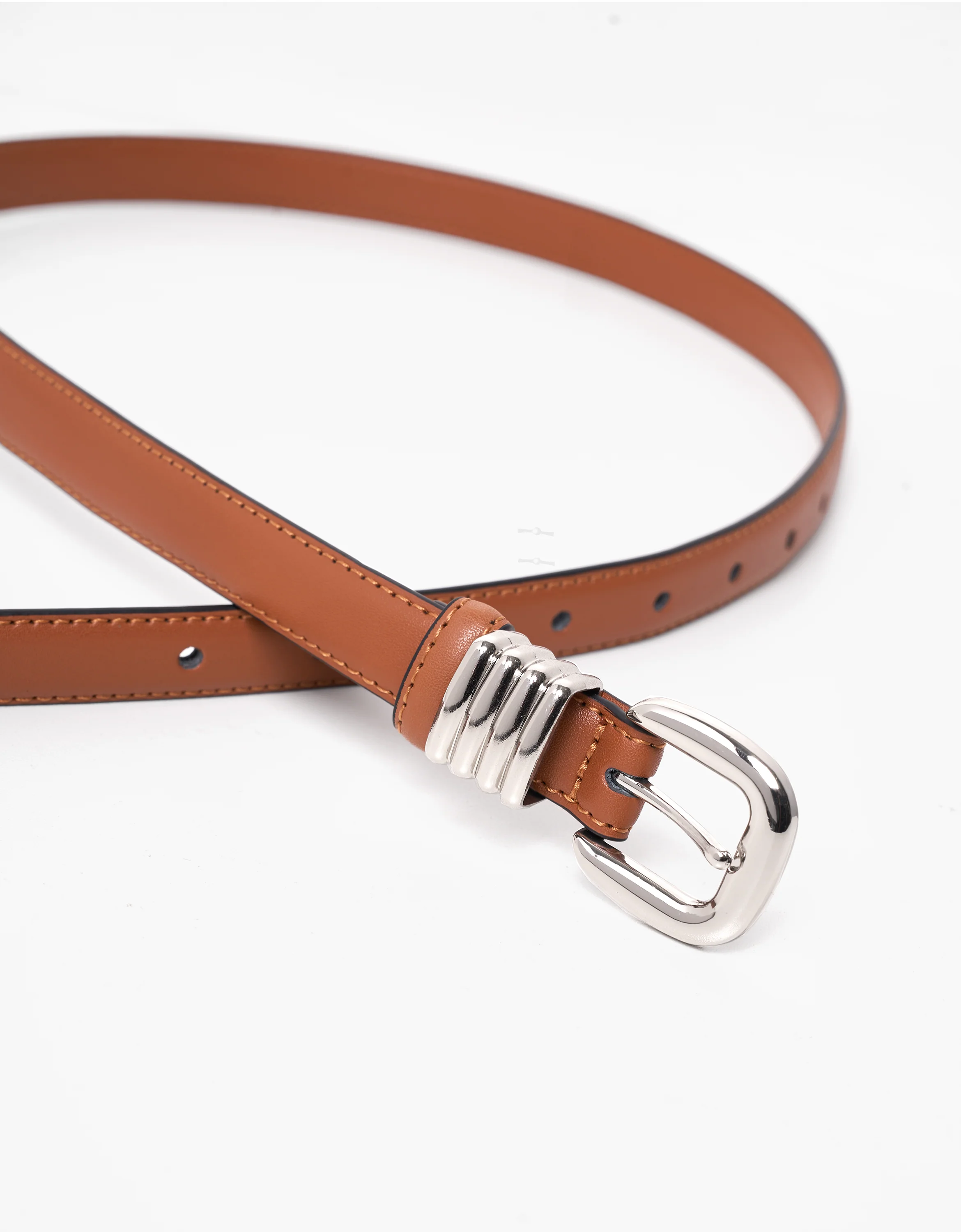 Square Buckle Thin Leather Belt - Image 6