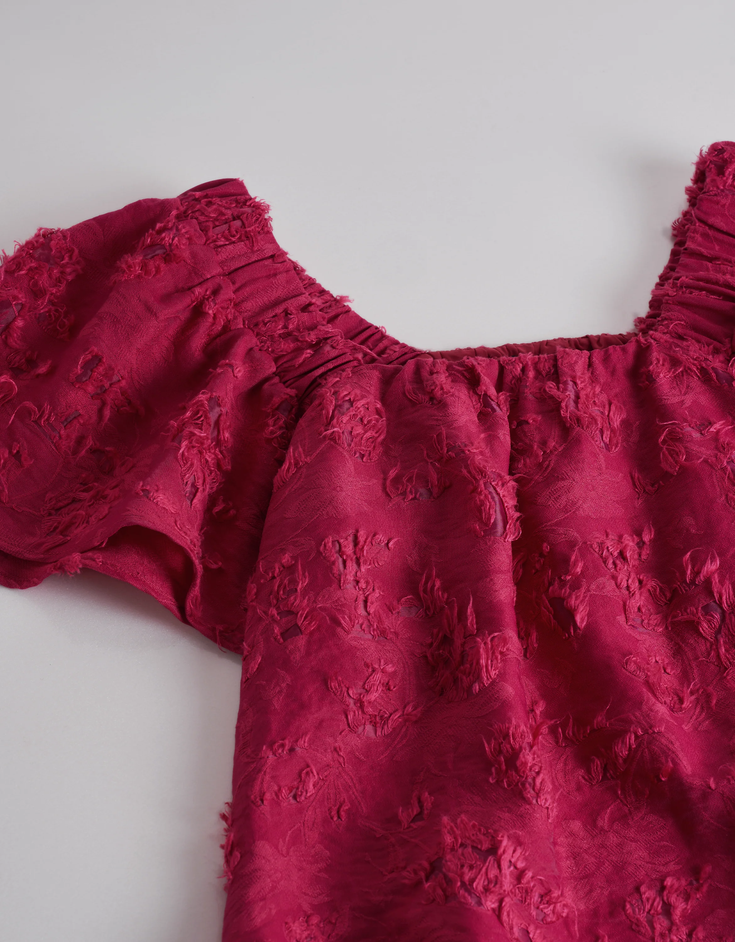 Square Neck Ruffled Sleeves Textured Top - Image 5