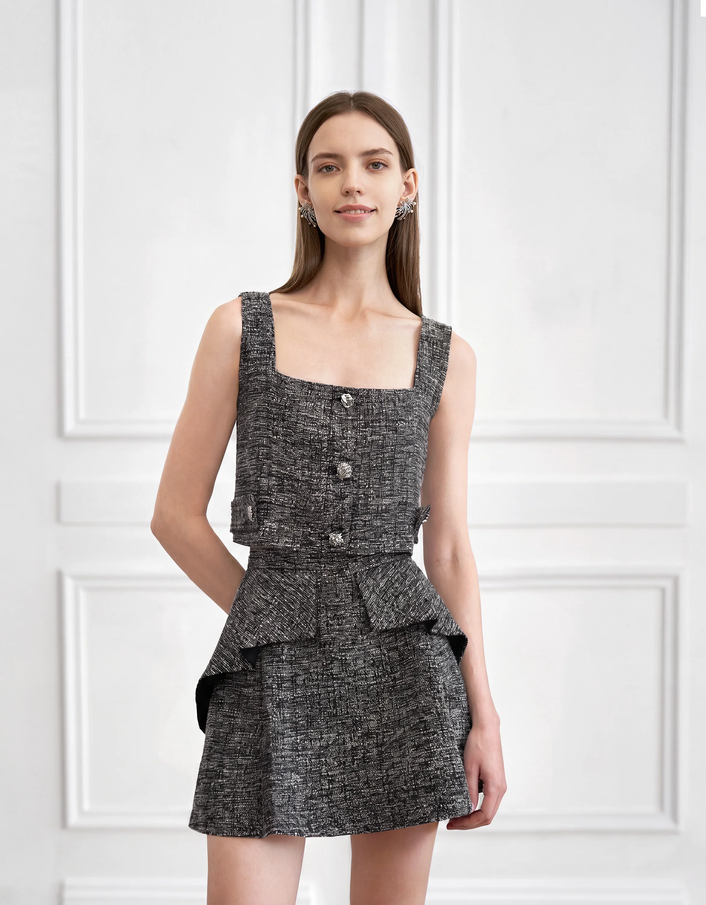 Square Neck Textured Crop Top