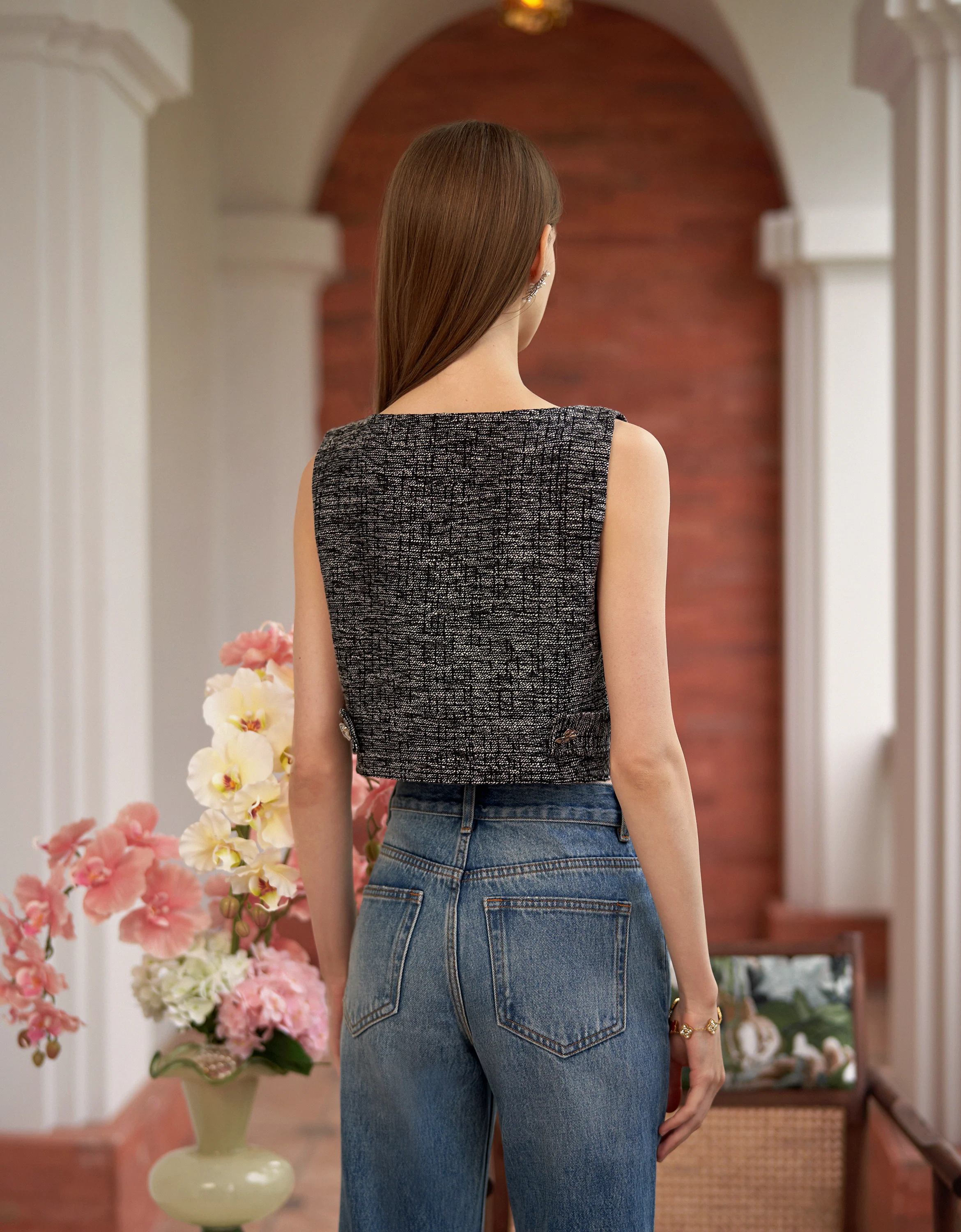 Square Neck Textured Crop Top - Image 3