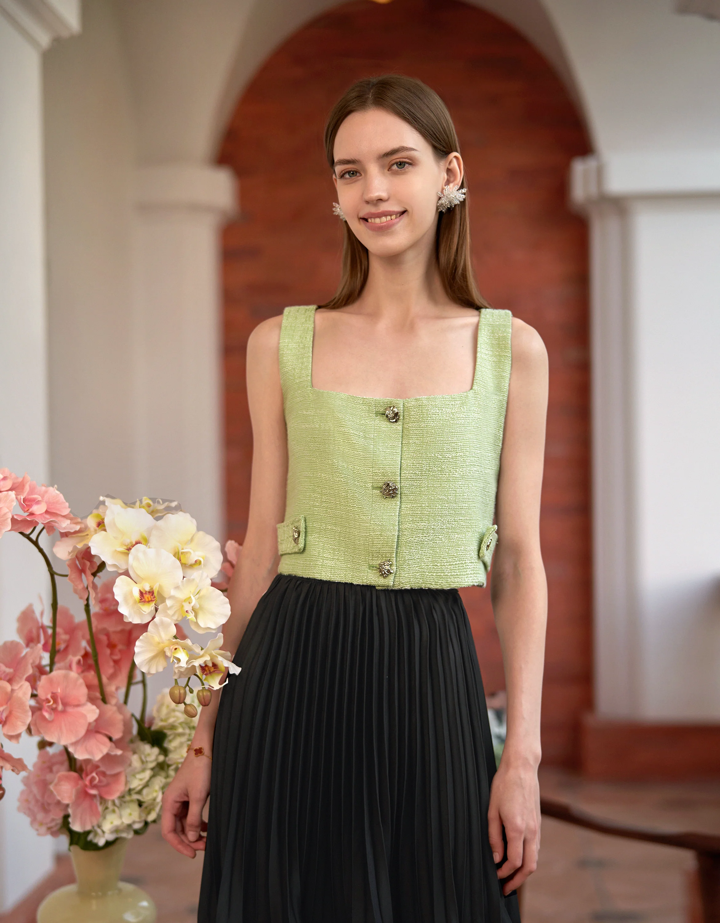 Square Neck Textured Crop Top - Image 9