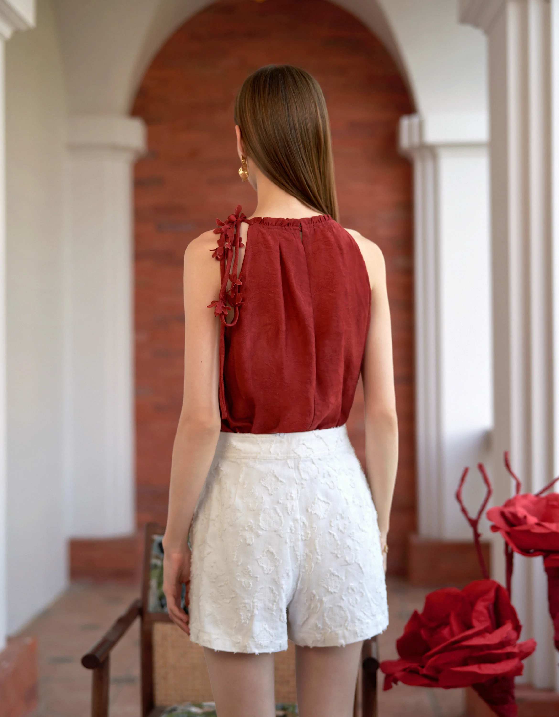 Tencel-blend 3D Floral Halterneck Top - Image 22