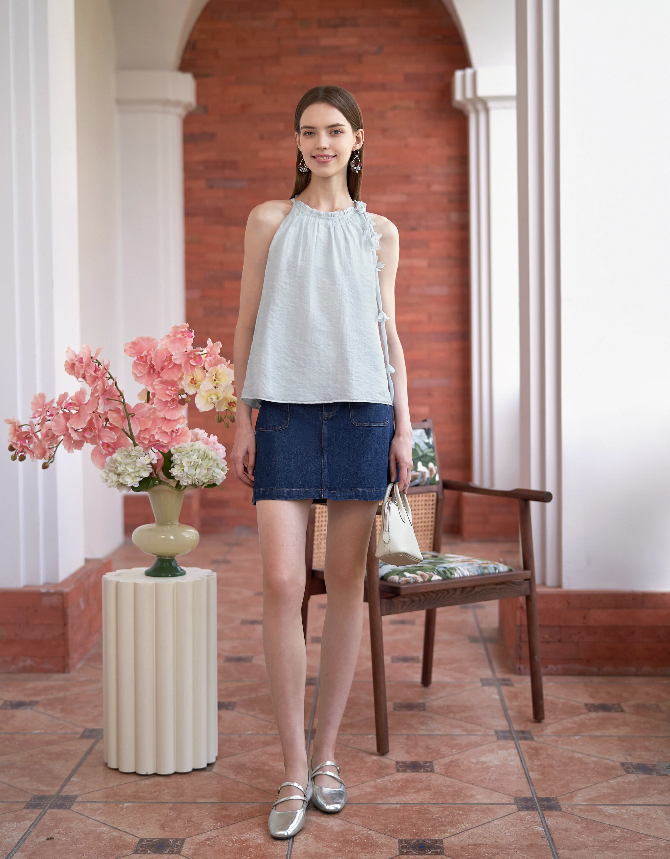Tencel-blend 3D Floral Halterneck Top - Image 6