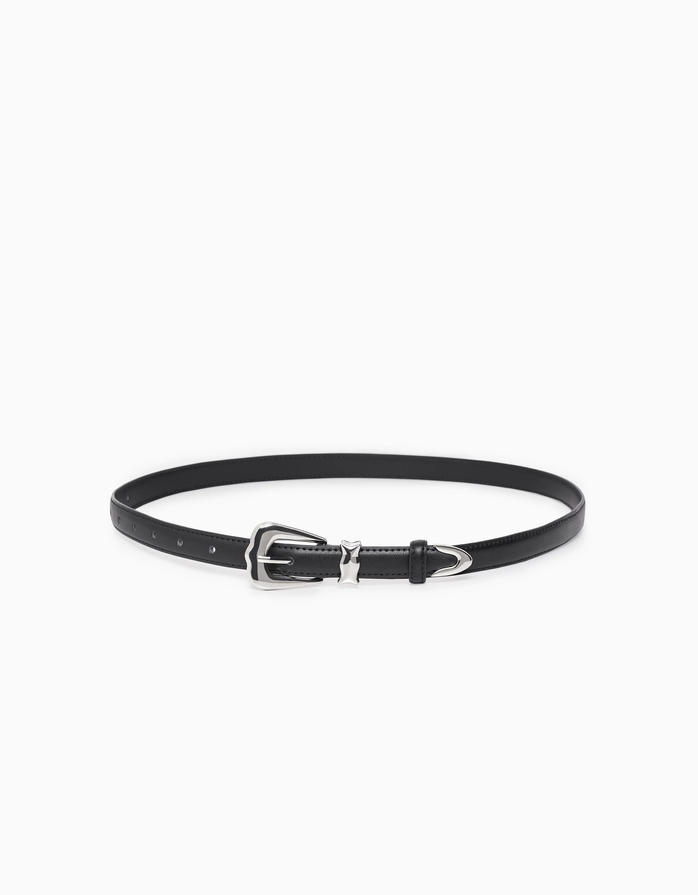 Trapezoid Buckle Leather Belt