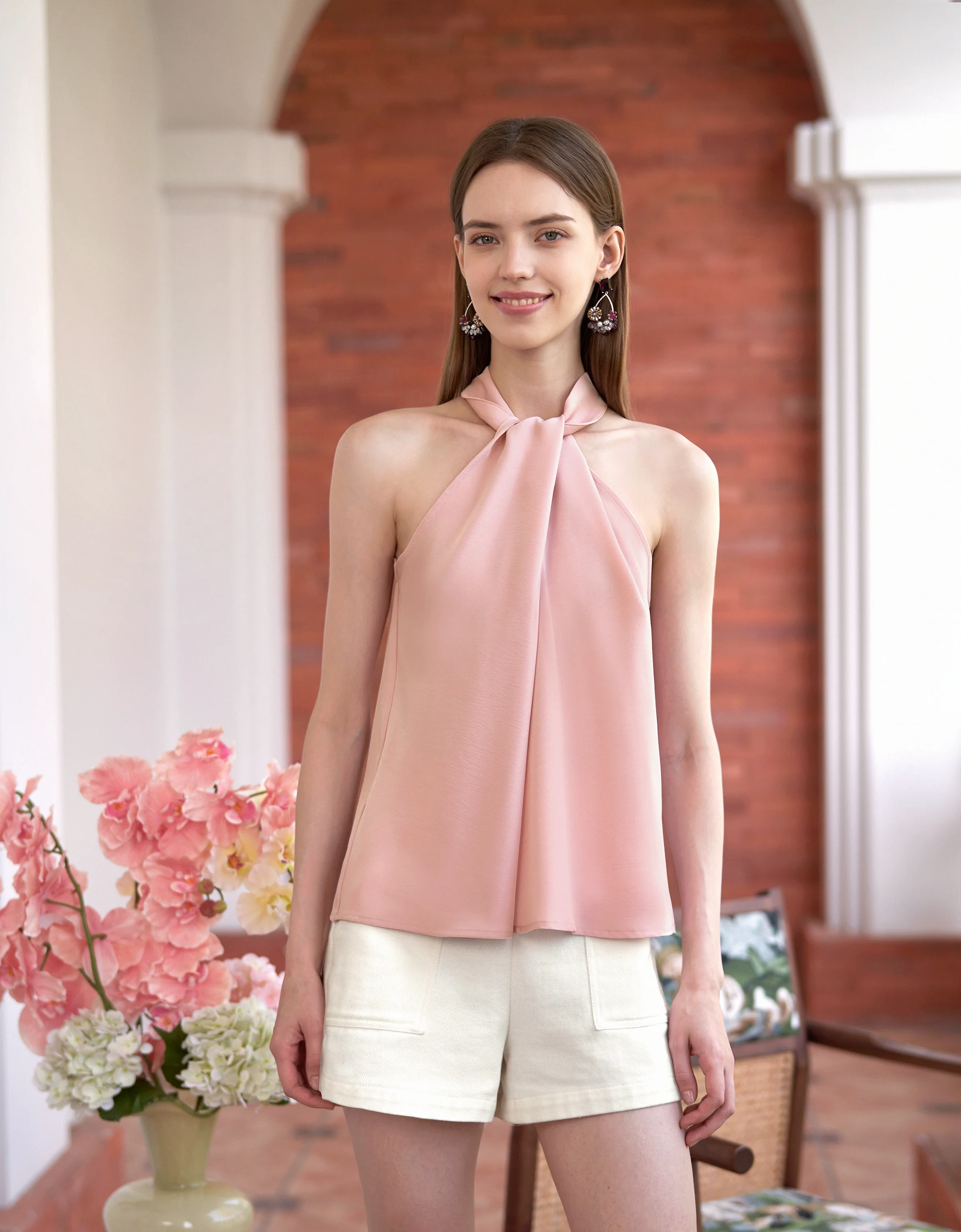 Twist Collar Halterneck Top