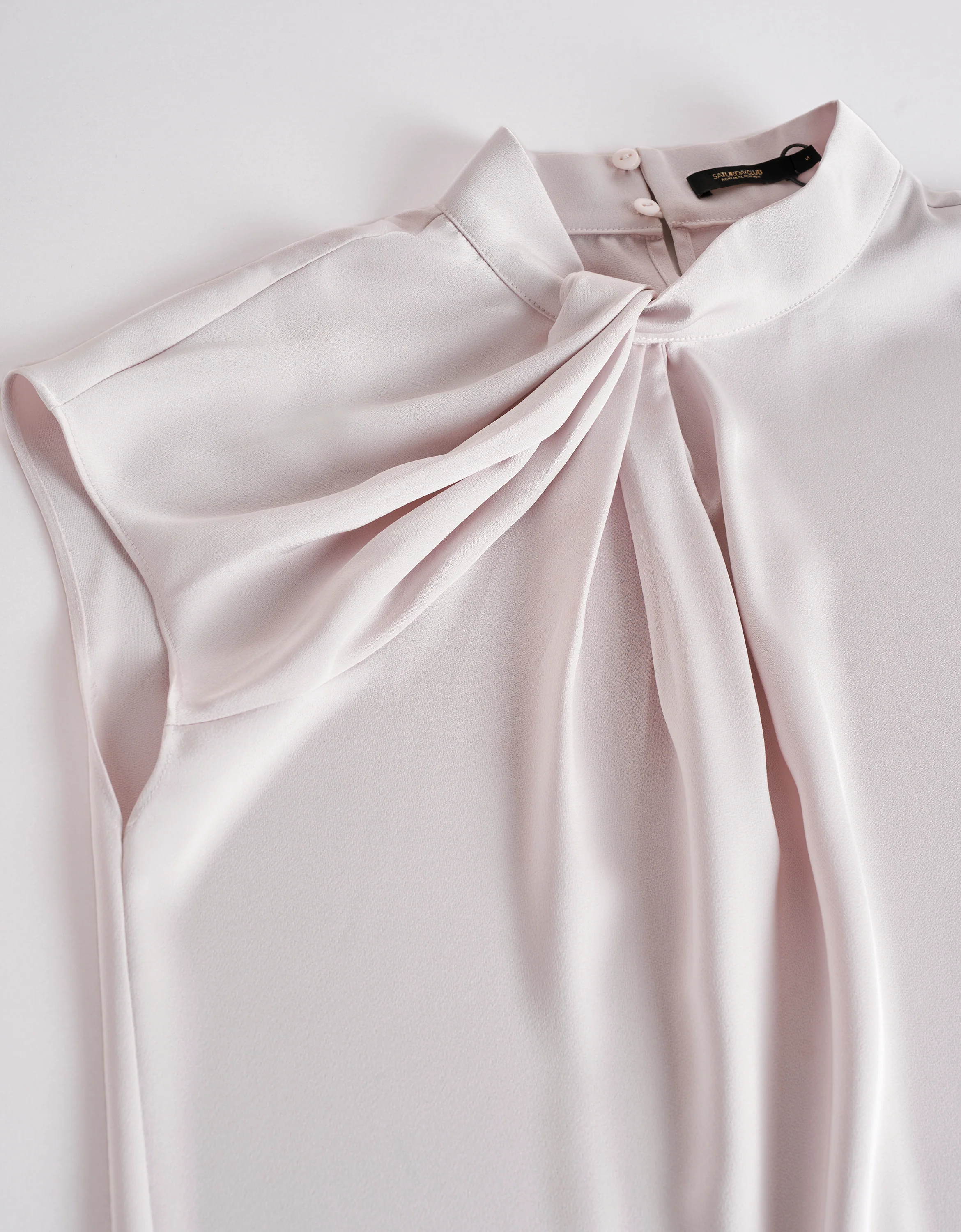 Twisted Neckline Stand Collar Top - Image 11