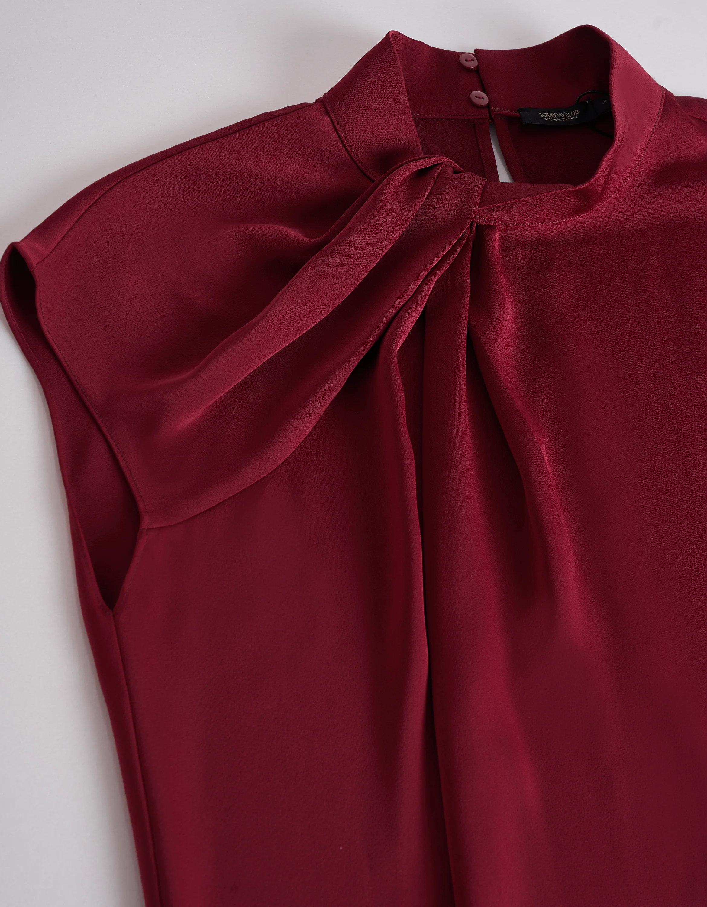 Twisted Neckline Stand Collar Top - Image 18