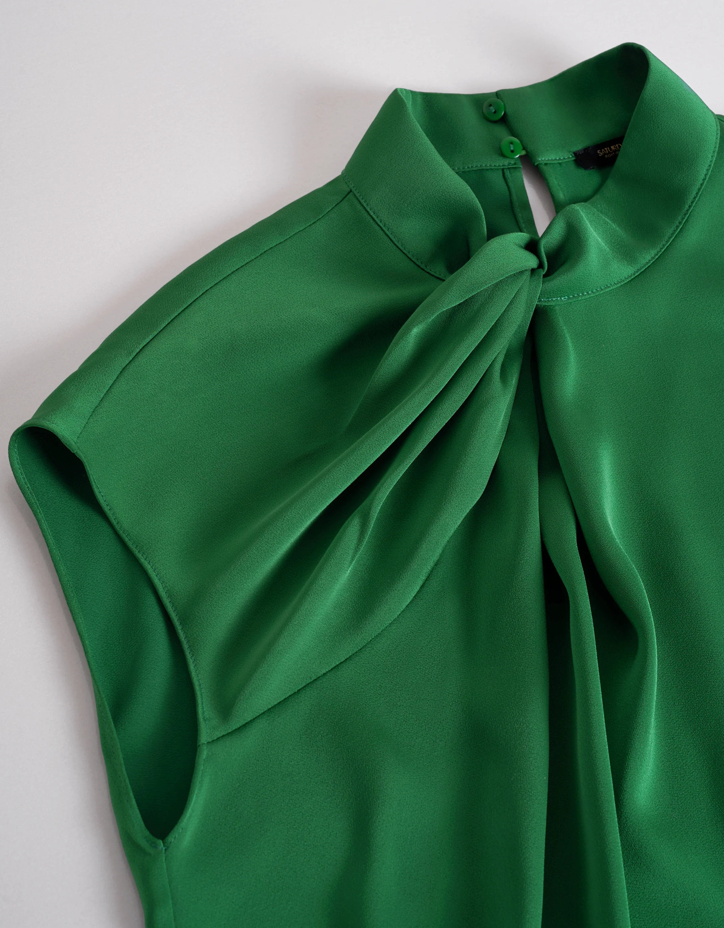 Twisted Neckline Stand Collar Top - Image 25