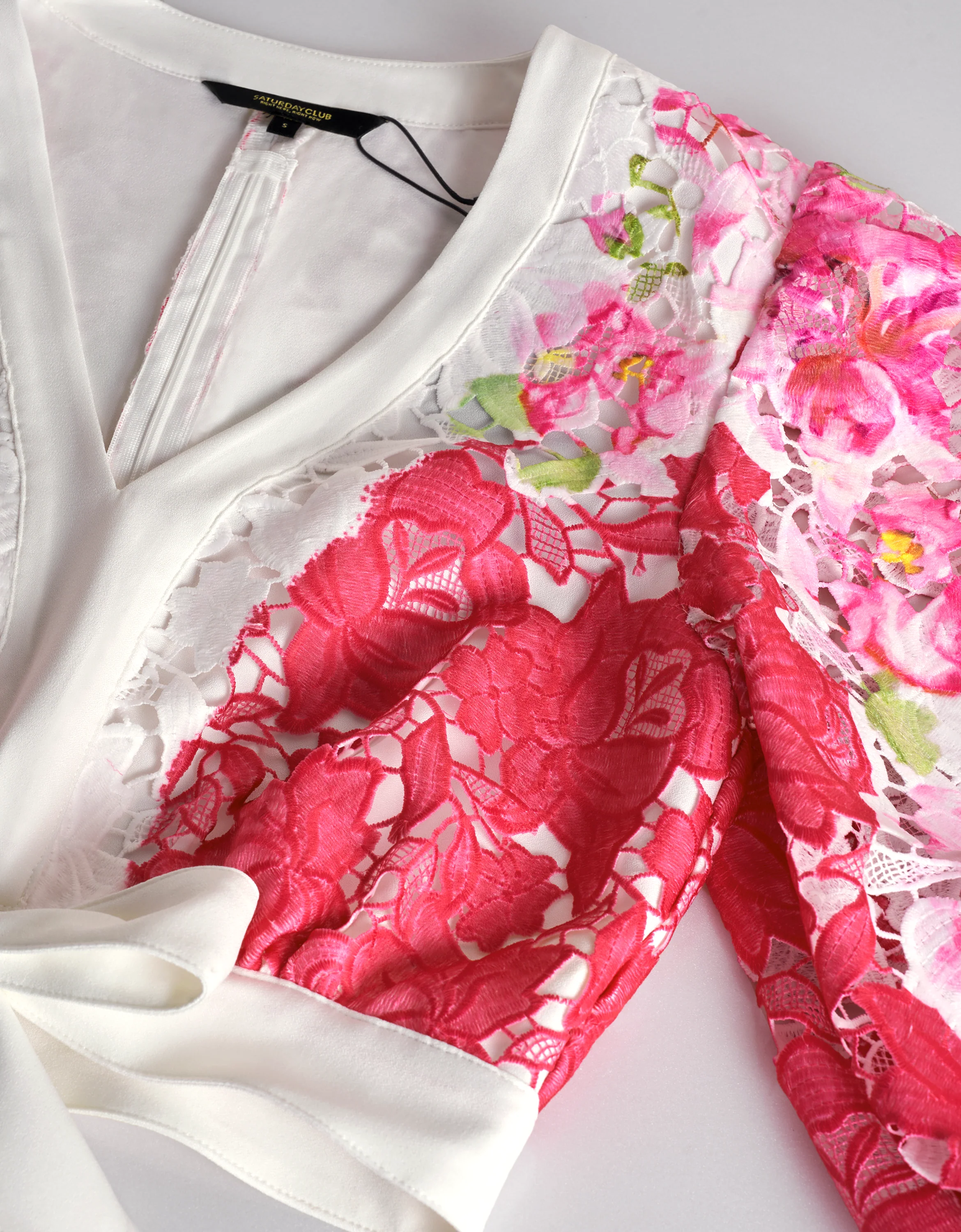 Waist Tie Printed Lace Top - Image 6