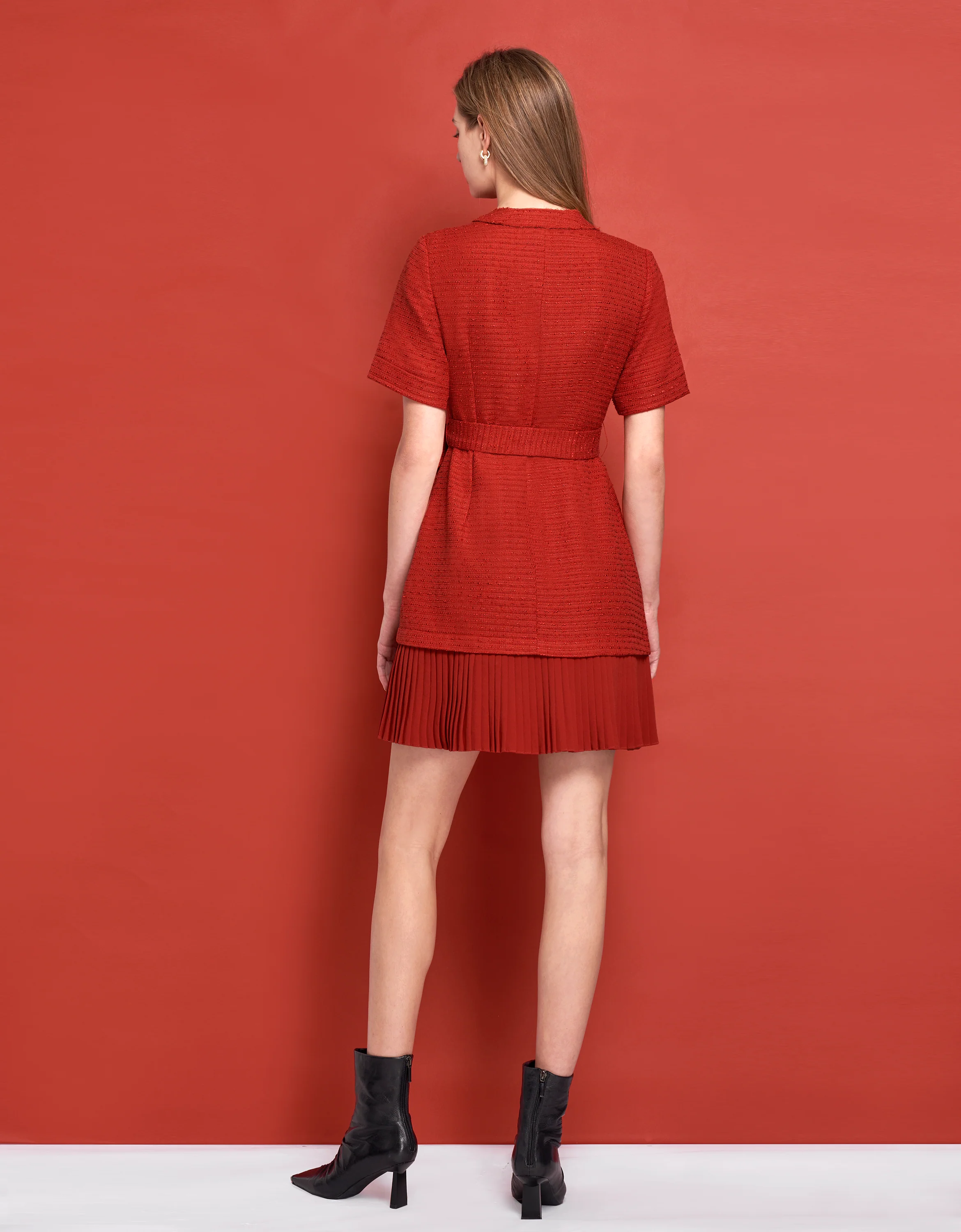 Zip Up Pleated Hem Dress - Image 11
