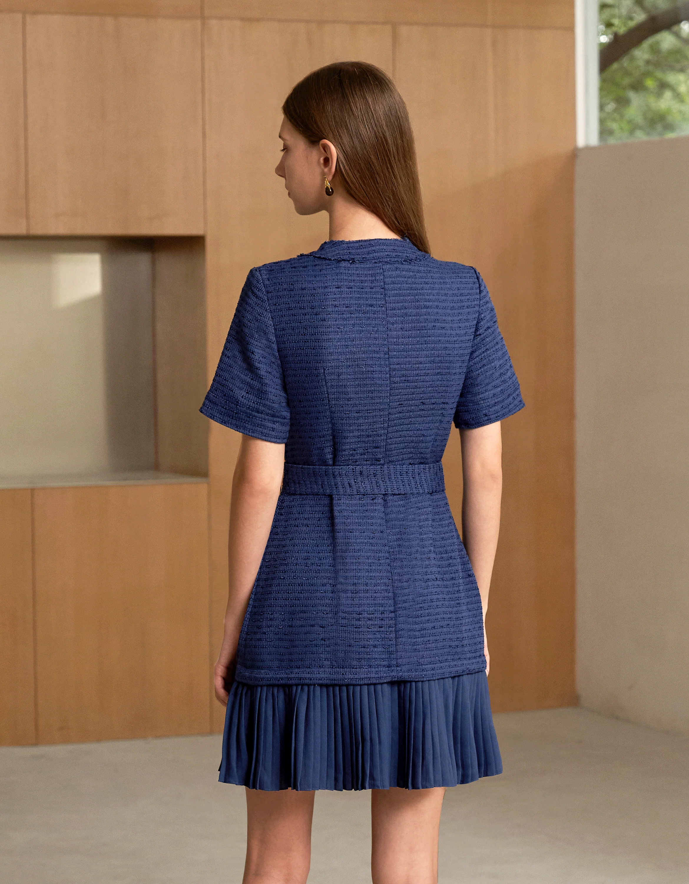 Zip Up Pleated Hem Dress - Image 25