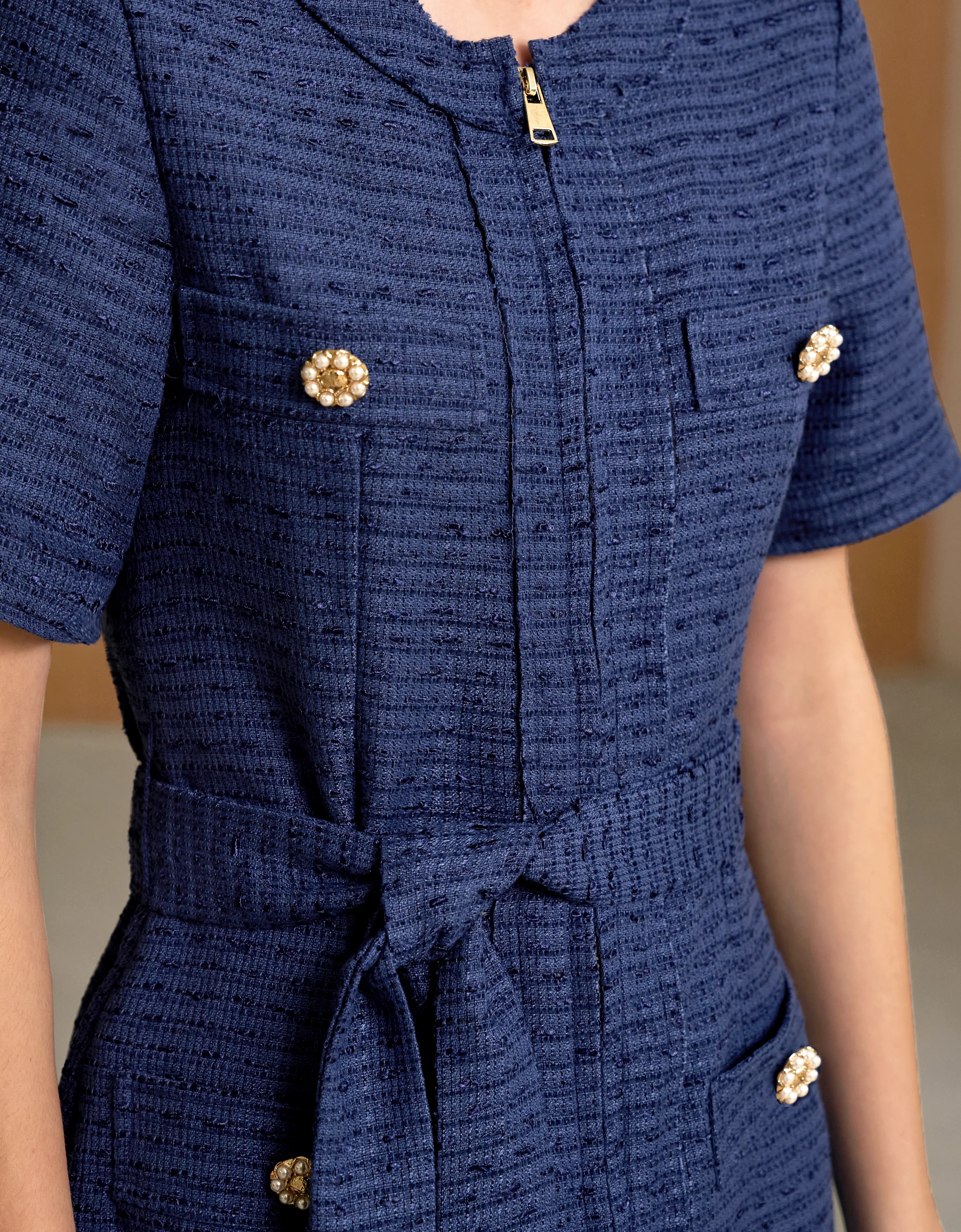 Zip Up Pleated Hem Dress - Image 26